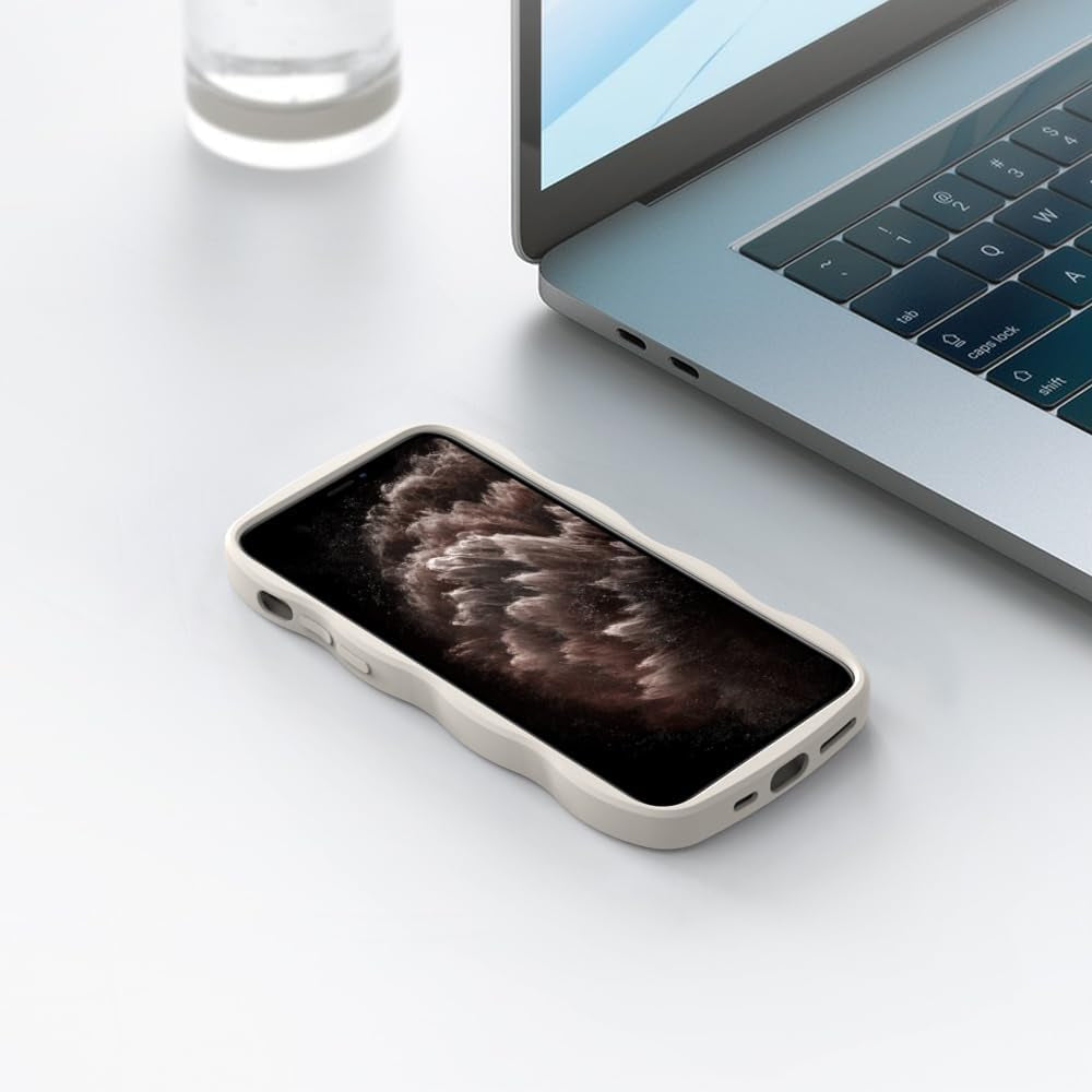 WOGROO Case for Iphone 11 Pro Case,Wave Curly Frame Design,Soft Flexible Tpu,Cute Wavy Solid Color Aesthetic Flashion Phone Case Shockproof Protective Case Cover 5.8" - Creamy White  WOGROO   