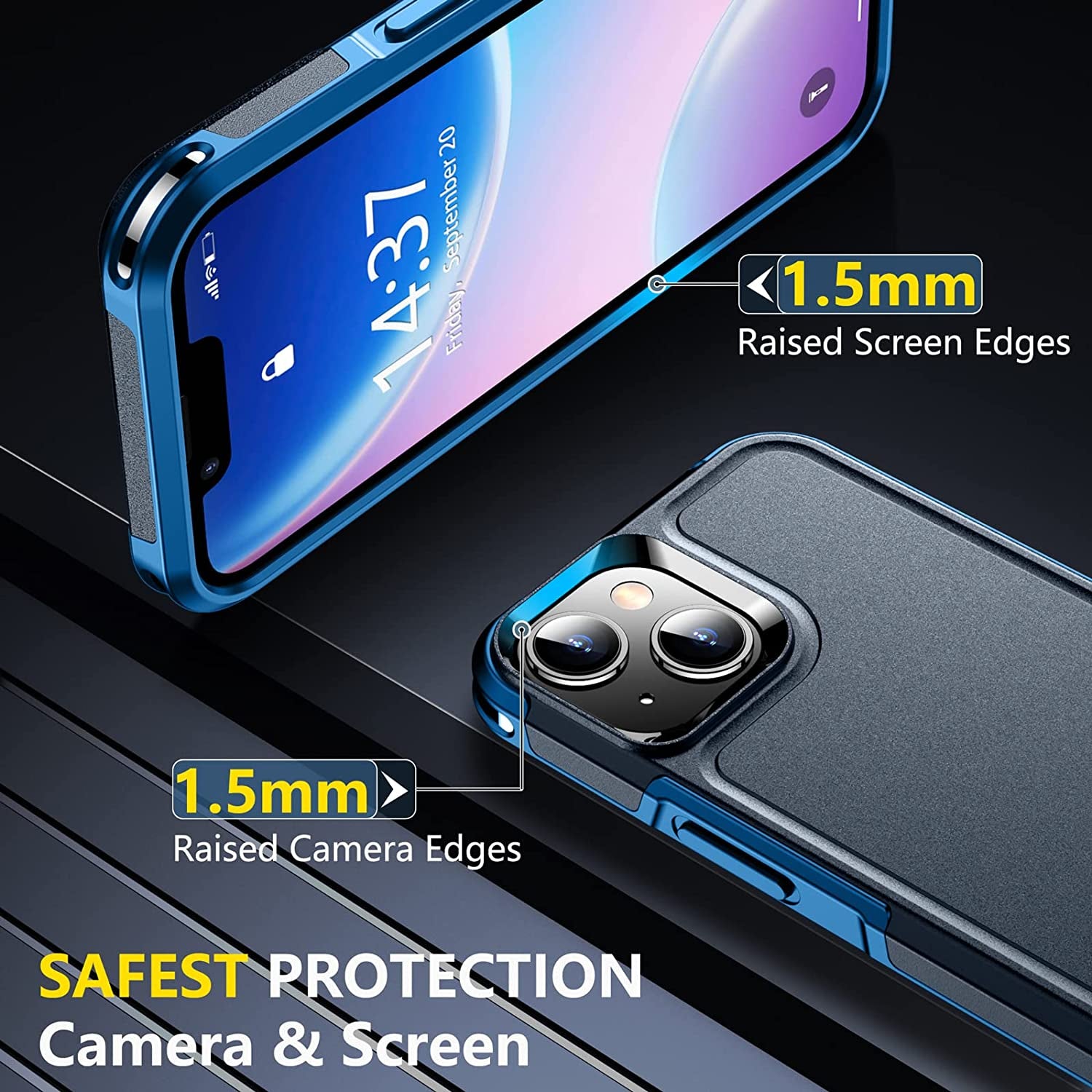 SPIDERCASE for Iphone 14 Case, [10 FT Military Grade Drop Protection][Non-Slip] [2+Tempered Glass Screen Protector][2+Tempered Camera Lens Protector] Heavy Duty Full-Body Shockproof Case, Dark Blue  SPIDERCASE   