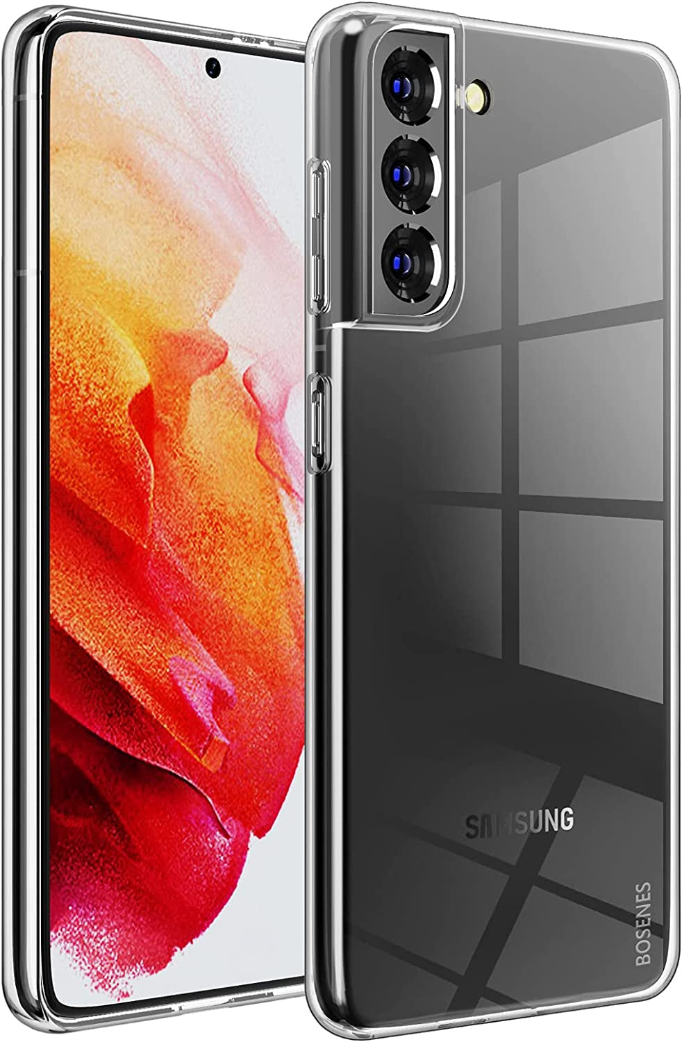 For Samsung Galaxy S21 Clear Phone Case, [Slim Thin] Galaxy S21 5G Case,Shockproof Soft Flexible TPU Rubber Silcone Phone Cover for Samsung S21 5G, 6.2 Inch (2021)  BOSENES   