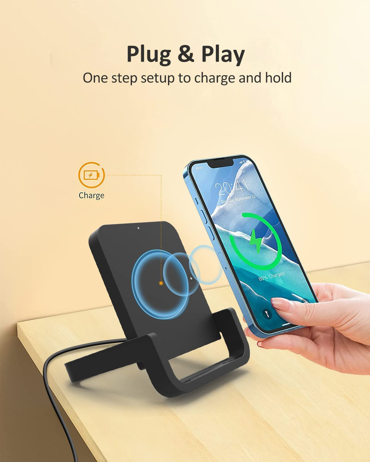 Wireless Charger, BUBEYYIE Fast 10W Charging Stand Compatible with Iphone 14 13 12 11 Pro XR XS X 8 plus Samsung Galaxy S22 S22 S20 S10 Note 20 10 Google LG and Other Cell Phones (Black)  BUBEYYIE   