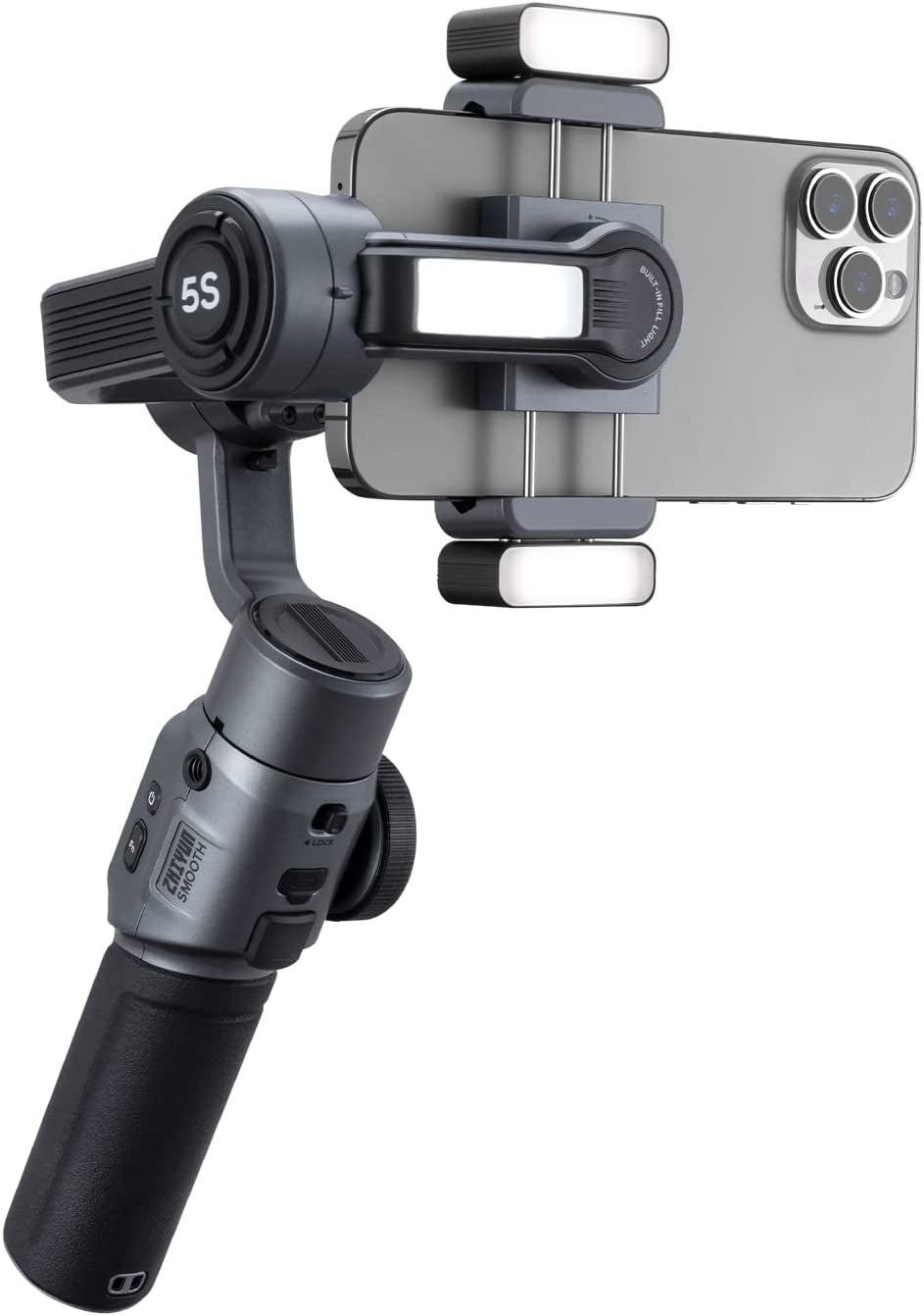 Zhiyun Smooth 5S Combo Professional Gimbal Stabilizer for Smartphone, Handheld 3-Axis Phone Gimbal, Portable Stabilizer Compatible with Iphone and Android - Gray  ZHIYUN   