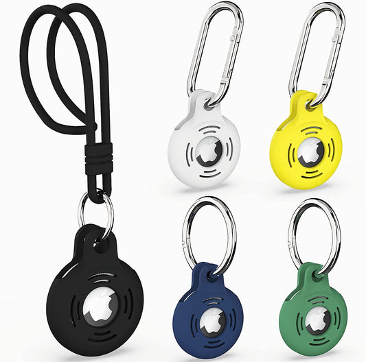 5 Pack Air Tag Holder, Airtag Holder, Airtag Case with Anti-Lost Keychain, Silicone Protective Cover for Apple Airtag, Airtag Accessories for Keys, Backpacks, the Valuables. (Multiple Colors-002)  PINXIAO   