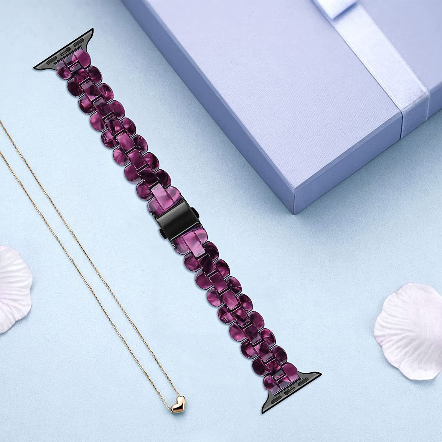 BEIZIYE Resin Bands Compatible with Apple Watch Ultra Band 49Mm 45Mm 44Mm 42Mm 41Mm 40Mm 38Mm Women, Thin Light Slim Resin Strap Bracelet Wristband Is for Iwatch Ultra Series 8 7 6 5 4 3 2 1 SE  BEIZIYE   