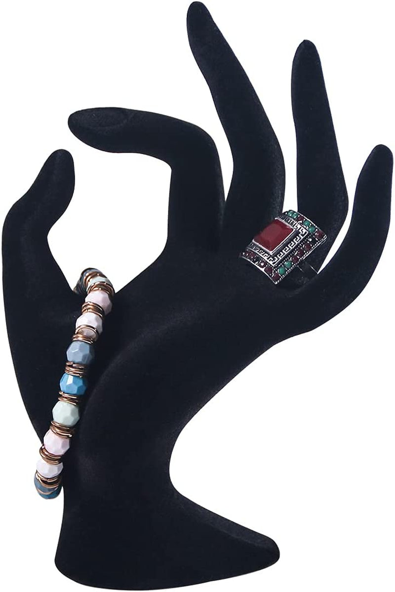 OK Gesture Ring Hand Holder,Jewelry Display Stand Hand Holder for Rings Bracelets Photo Props,Home Decoration(Black Velvet)  ByKen Jewelry   