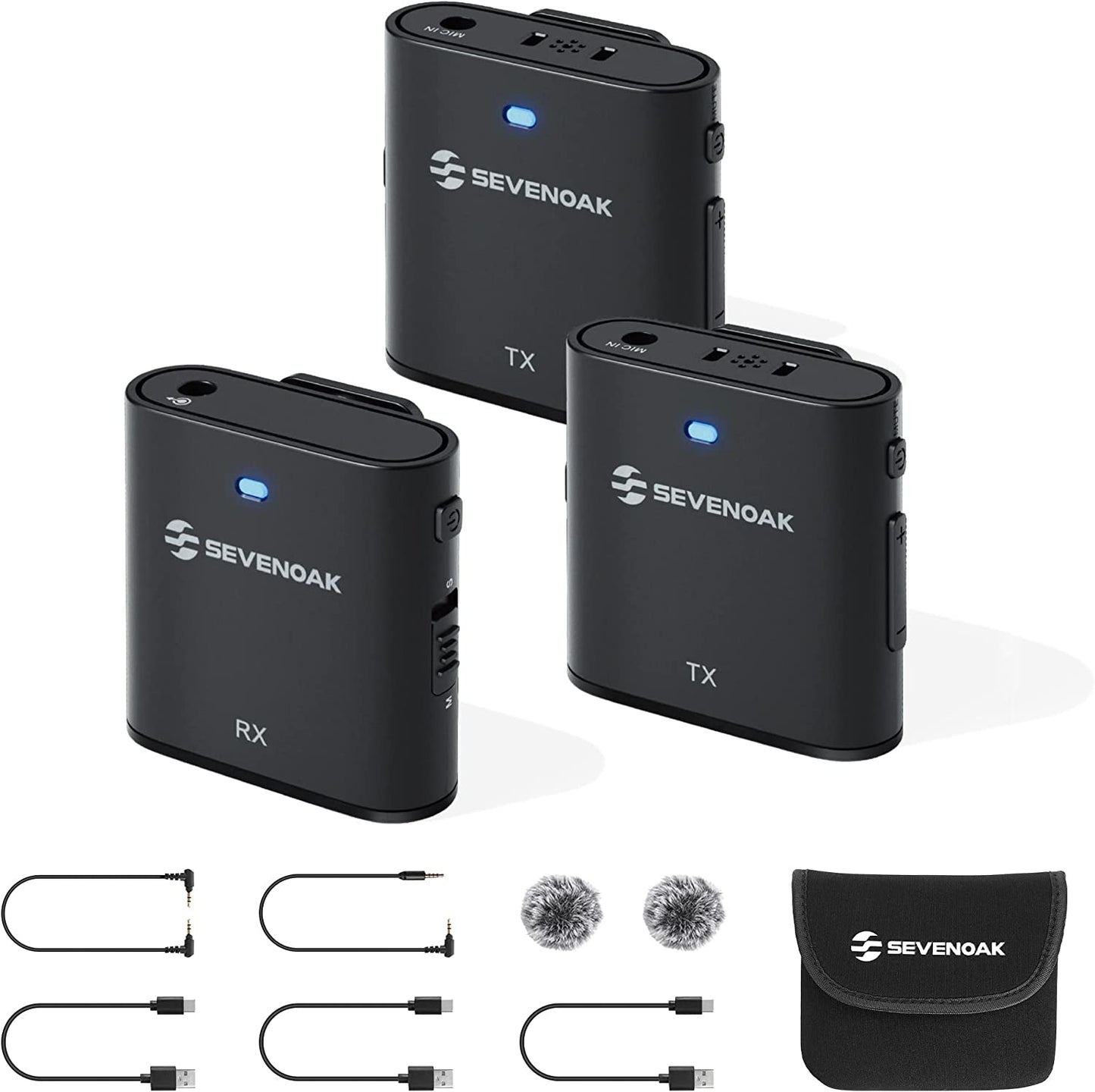 Sevenoak Wireless Lavalier Microphone with 3 Plugs for Camera/Iphone/Usb-C Smartphone,Noise Cancelling Mini Wireless Lapel Microphone with for Youtube/Vlog/Live Streaming(Skm-W1 Pro)  Sevenoak SKM-S2  