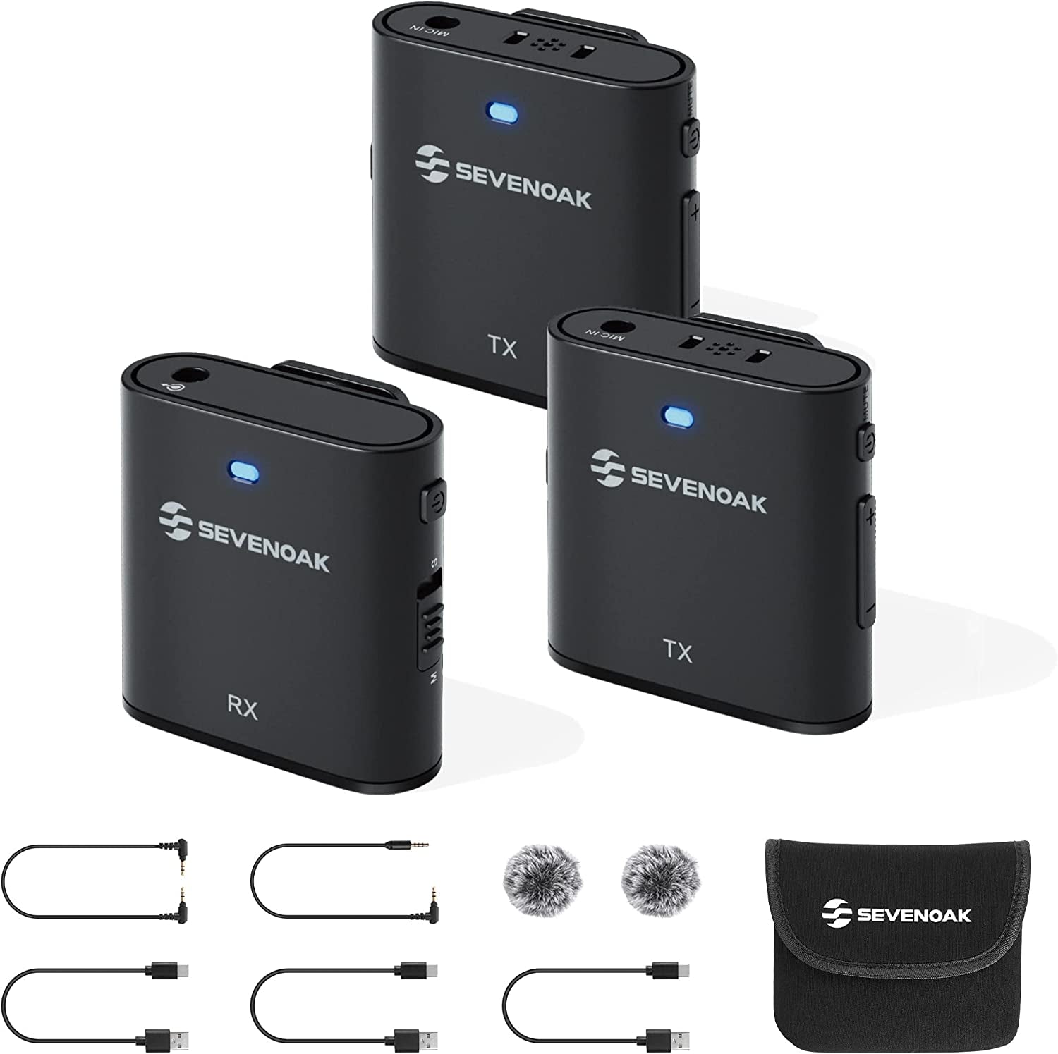 Sevenoak Wireless Lavalier Microphone with 3 Plugs for Camera/Iphone/Usb-C Smartphone,Noise Cancelling Mini Wireless Lapel Microphone with for Youtube/Vlog/Live Streaming(Skm-W1 Pro)  Sevenoak SKM-S2  