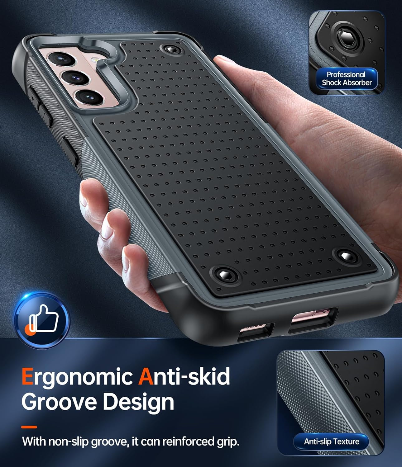 Leyi for Samsung S21 Case, Samsung Galaxy S21 5G Case, Shockproof Heavy Duty Dual Layer Protective Hard PC Textured Back & Soft Bumper Case for Galaxy S21 6.2 Inch, Grey  LeYi   