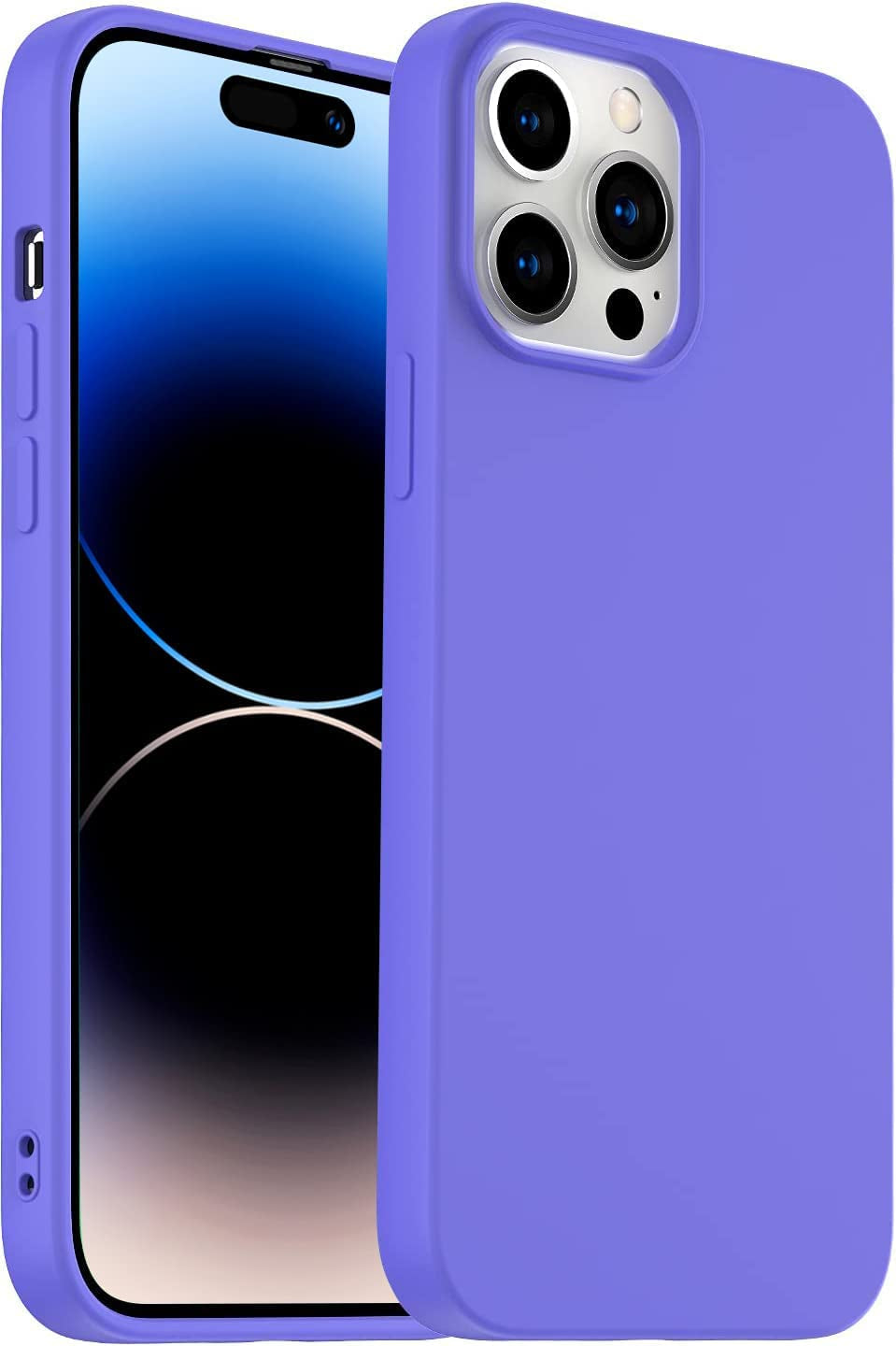 Amytor Designed for Iphone 14 Pro Case, Silicone Ultra Slim Shockproof Phone Case with Soft Anti-Scratch Microfiber Lining, [Enhanced Camera Protection] 6.1 Inch (Coral)  Amytor Purple Iphone 14 Pro 