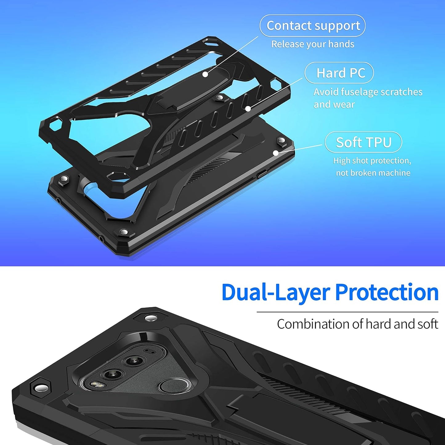 AFARER Case Compatible with LG G6 5.7 Inch, Military Grade 12Ft Drop Tested Protective Case with Kickstand,Military Armor Dual Layer Protective Cover - Black  AFARER   