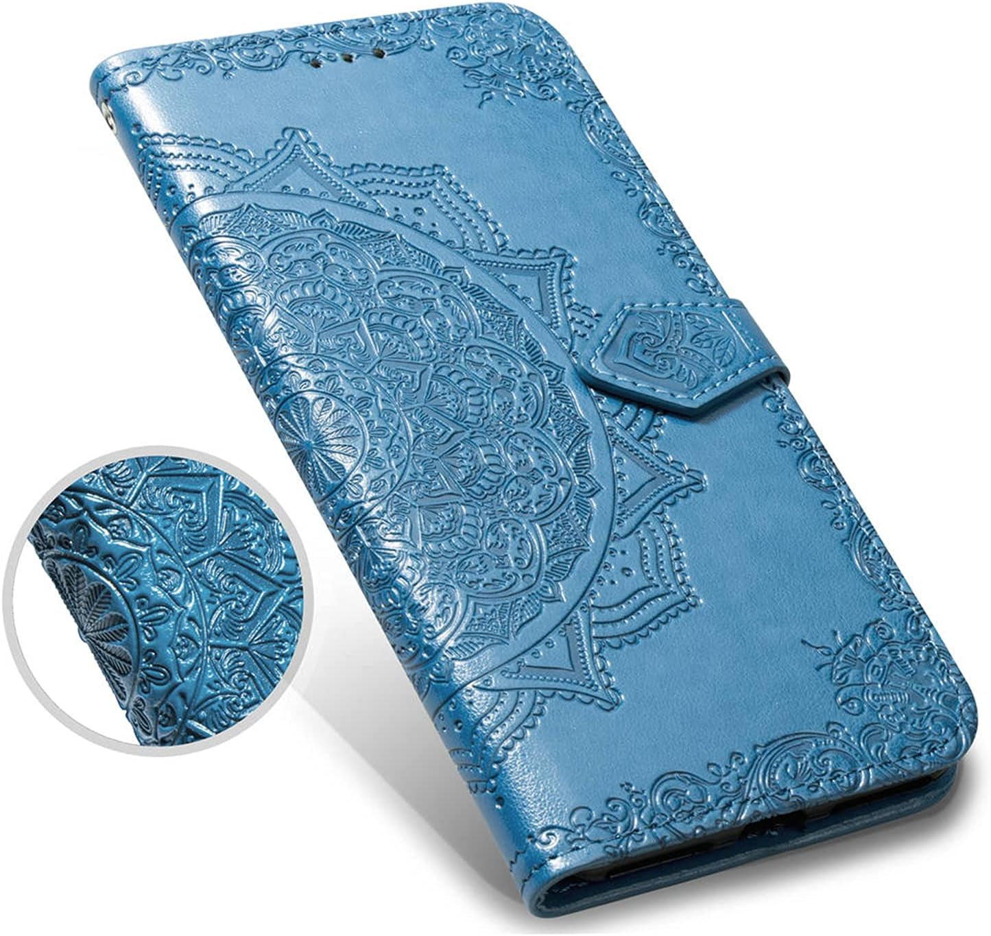 Asuwish Compatible with LG G8 Thinq Wallet Case Tempered Glass Screen Protector and Leather Flip Cover Card Holder Stand Cell Phone Cases for LGG8 Thin Q G 8 LG8 G8Thinq Lgg8Thinq 8G Women Men Blue  Asuwish   