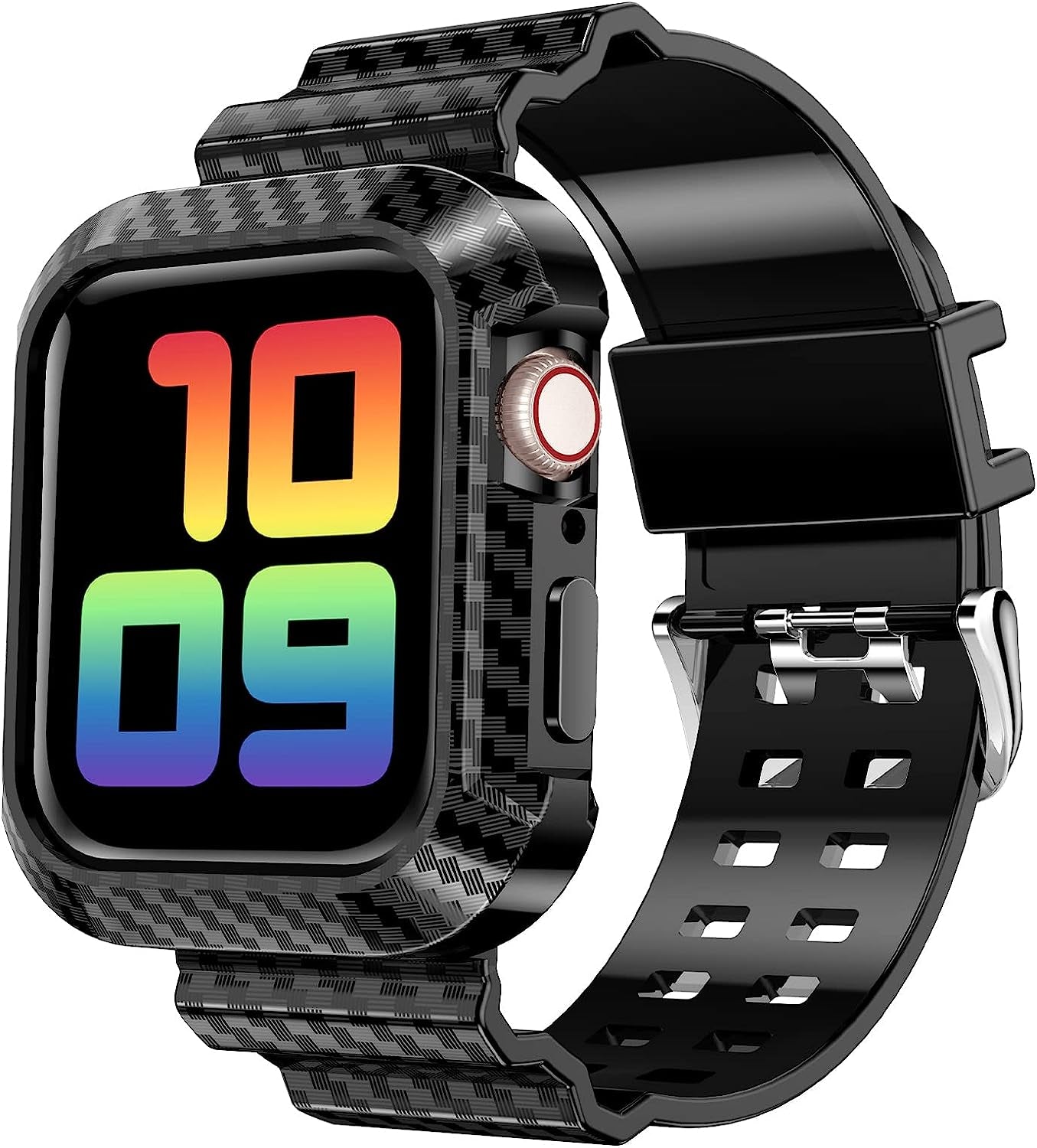 DABAOZA Compatible for Clear Apple Watch Band 38Mm 40Mm 41Mm 42Mm 44Mm 45Mm with Case, Women Girl Glitter Clear Bling Crystal Sport Strap and Bumper for Iwatch Band Ultra SE Series 8/7/6/5/4/3/2/1  DABAOZA CarbonBlack 45mm/44mm/42mm 