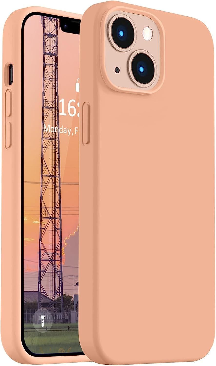 Vooii Compatible with Iphone 14 plus Case, [Upgraded Thickened Liquid Silicone] [Soft Anti-Scratch Microfiber Lining] Shockproof Full Body Protective Phone Case for Iphone 14 plus - Grape  Vooii Cantaloupe  