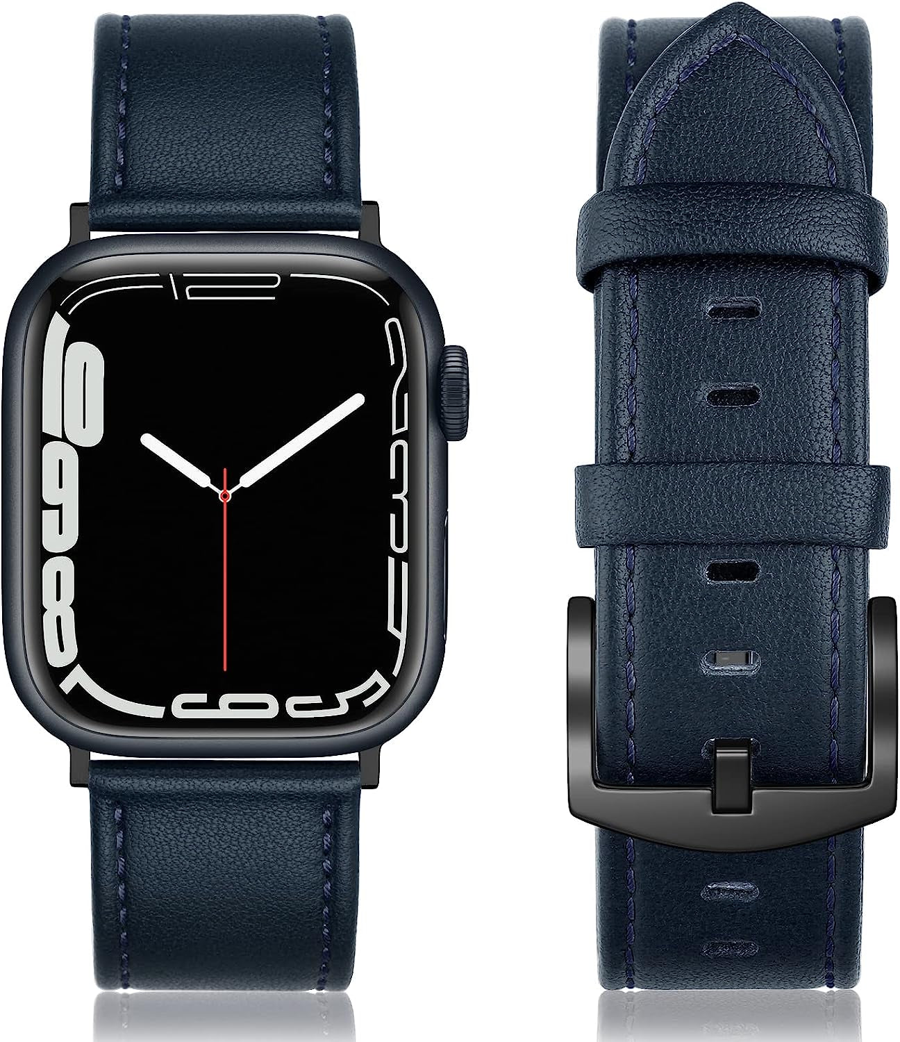 SWEES Leather Band Compatible with Apple Watch Bands 45Mm 42Mm 44Mm Men Women, Vintage Genuine Leather Wristband Replacement Band Compatible for Iwatch Series 8 7 6 5 4 3 2 1 SE Retro Walnut  SWEES Yale Blue 42mm / 44mm / 45mm 