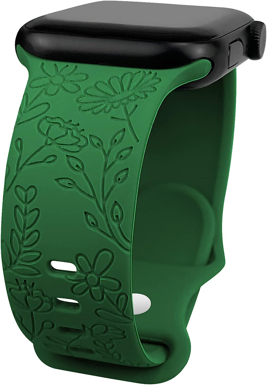 Lyfatz Flower Engraved Bands Compatible with Apple Watch Band 38Mm 40Mm 41Mm 42Mm 44Mm 45Mm 49Mm Women,Floral Laser Soft Silicone Waterproof Sport Band Replacement Wristbands for Iwatch Series 8 7 6 5 4 3 2 1 SE Ultra  Lyfatz Army Green 42/44/45/49mmS/M 