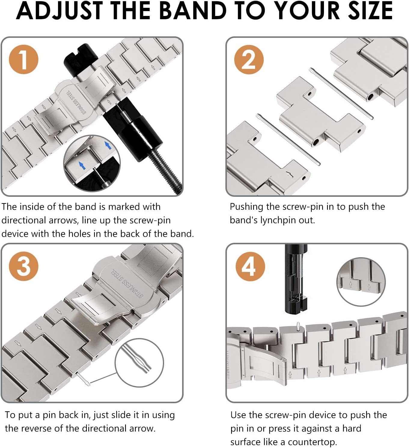 Fullife Compatible with Apple Watch Ultra Band 49Mm 45Mm 44Mm 42Mm Stainless Steel Metal Link with Butterfly Clasp for Men Women for Iwatch Series 8 Series 7 SE/6/5/4/3/2/1, Titanium  Fullife   