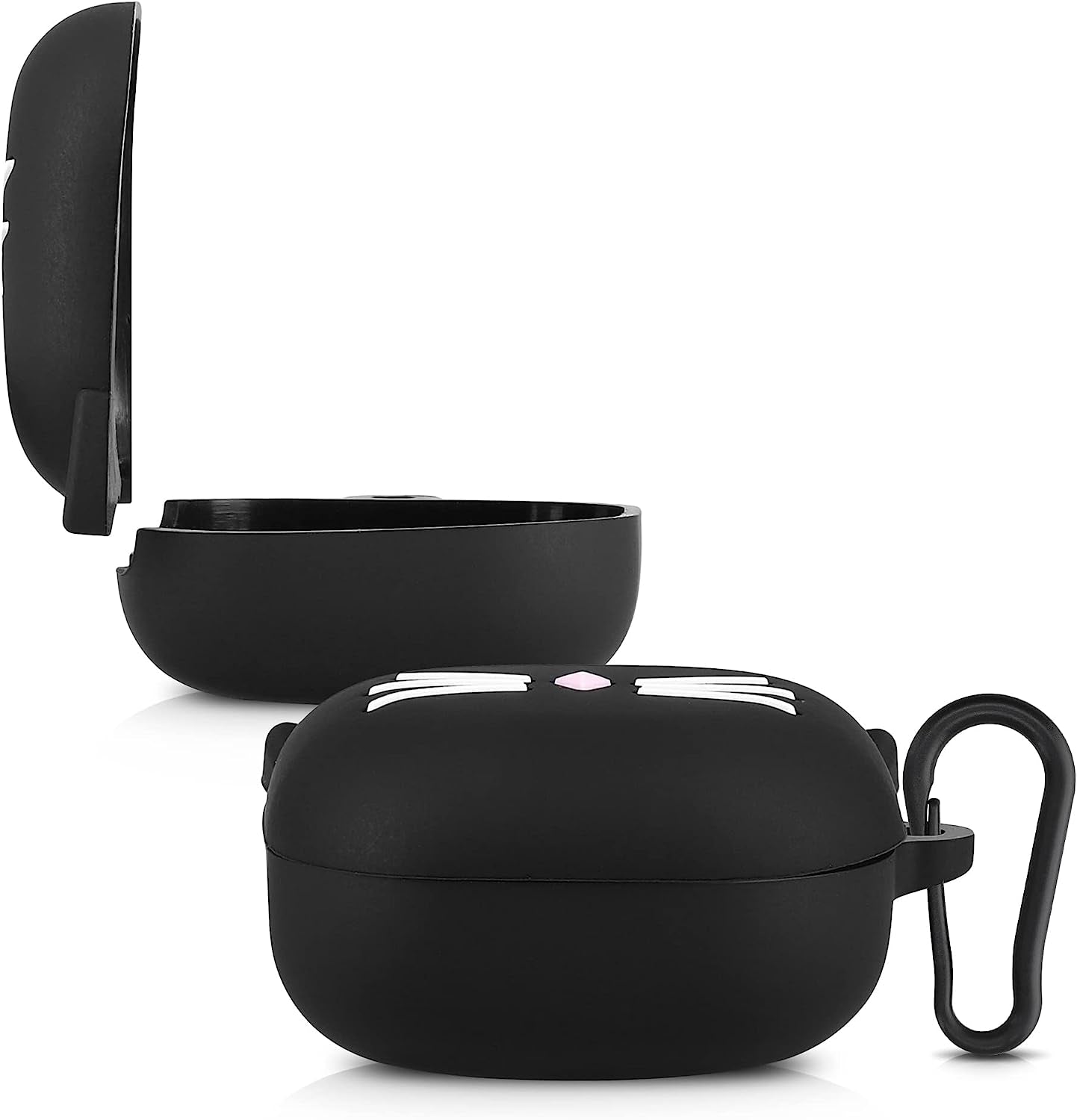 Kwmobile Silicone Case Compatible with Samsung Galaxy Buds 2 Pro/Buds 2 / Buds Live - Case Soft Cover - Cat Black/White  KW-Commerce   