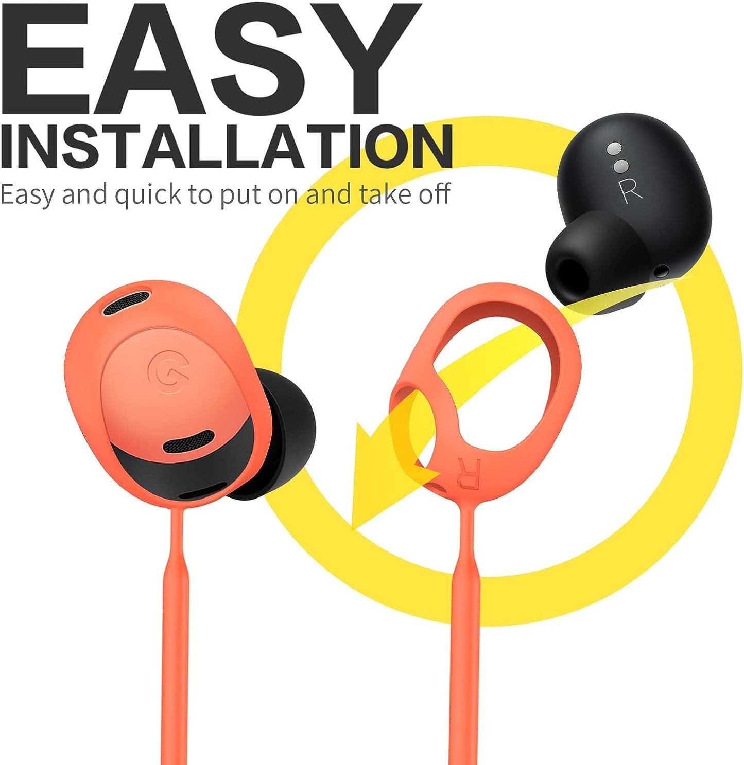 WOFRO Anti-Lost Strap for Google Pixel Buds Pro Earbuds (2022), Sports Soft Silicone Lanyard Accessories Compatible with Google Pixel Buds Pro - Noise Canceling Earbuds Neck Rope Cord (Orange)  WOFRO   