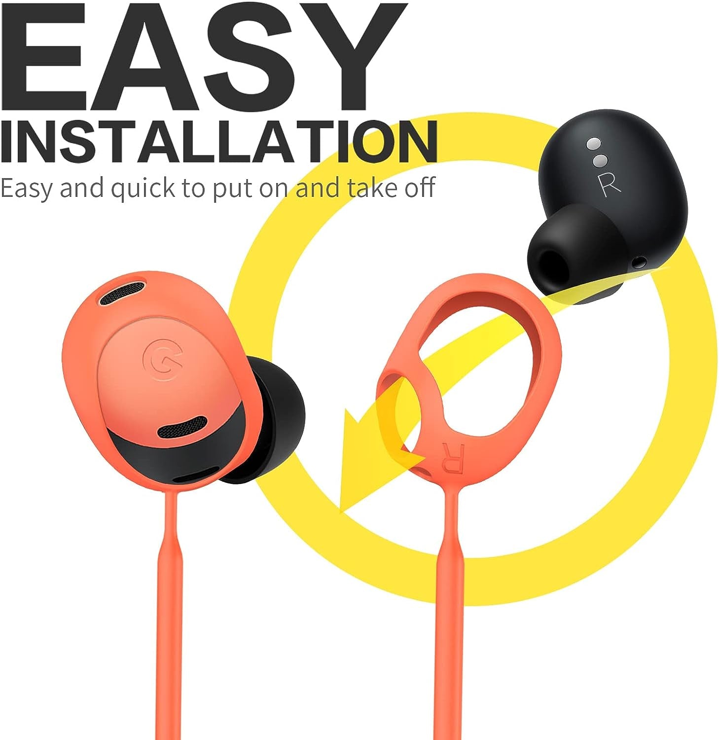 WOFRO Anti-Lost Strap for Google Pixel Buds Pro Earbuds (2022), Sports Soft Silicone Lanyard Accessories Compatible with Google Pixel Buds Pro - Noise Canceling Earbuds Neck Rope Cord (Orange)  WOFRO   