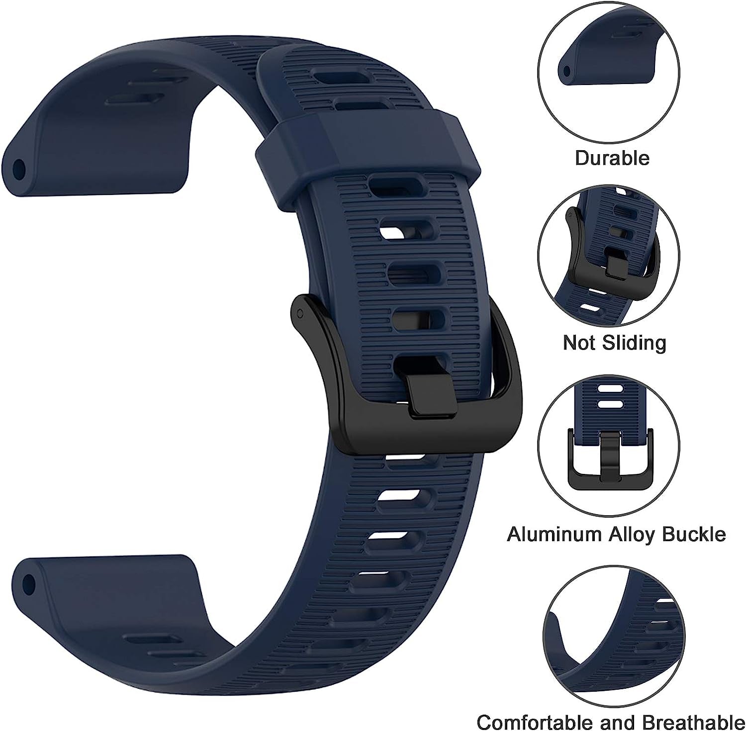 ISABAKE Band for Garmin Forerunner 935/Forerunner 945/Forerunner 745,Compatible with Fenix 5/ Fenix 5Plus/ Fenix 6/ Fenix 6 Pro/Approach S60 ,Soft Silicone 22Mm Replacement Bands Strap(Dark Blue)  ISABAKE   