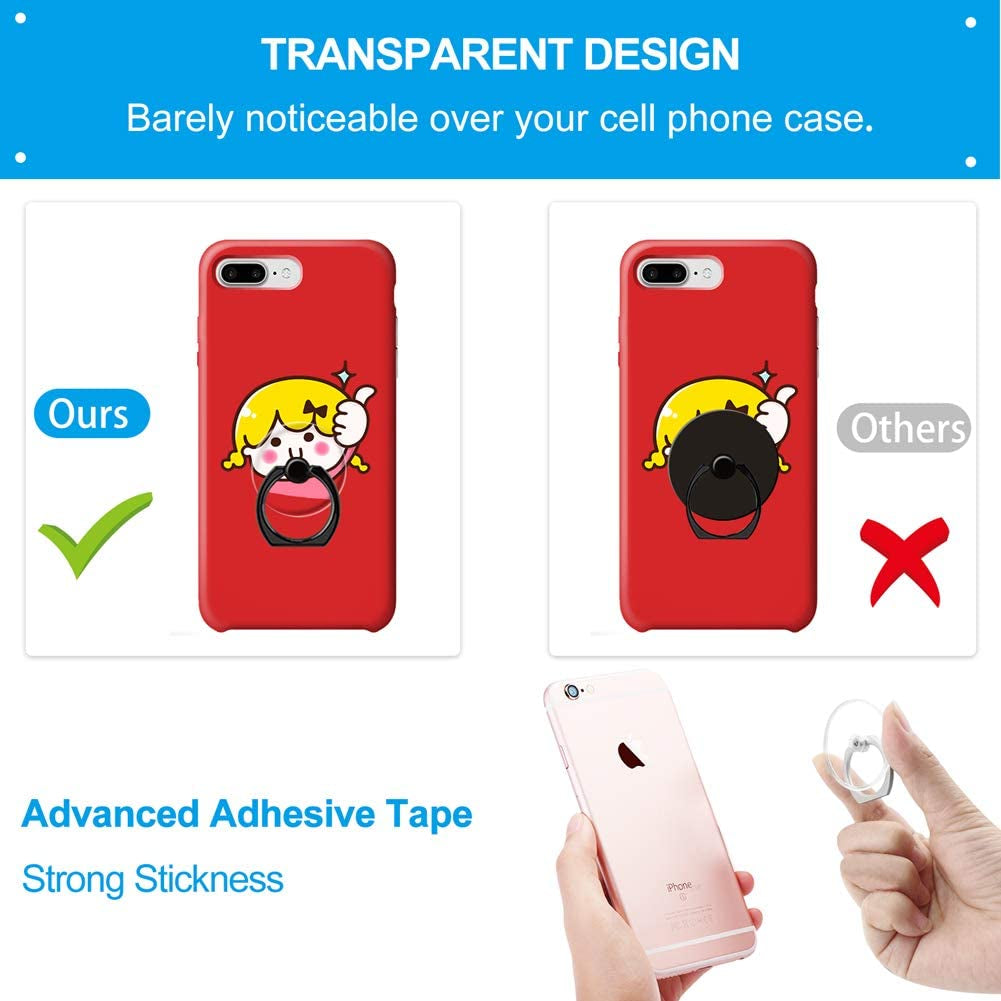 Jsoerpay Cell Phone Ring Holder, Transparent Ring Holder 360°Rotation Finger Ring Stand, Clear Cell Phone Kickstand Compatible with Most of Phones, Tablet and Case, (2Silver+1Black+1Rose Gold)  Silitraw   