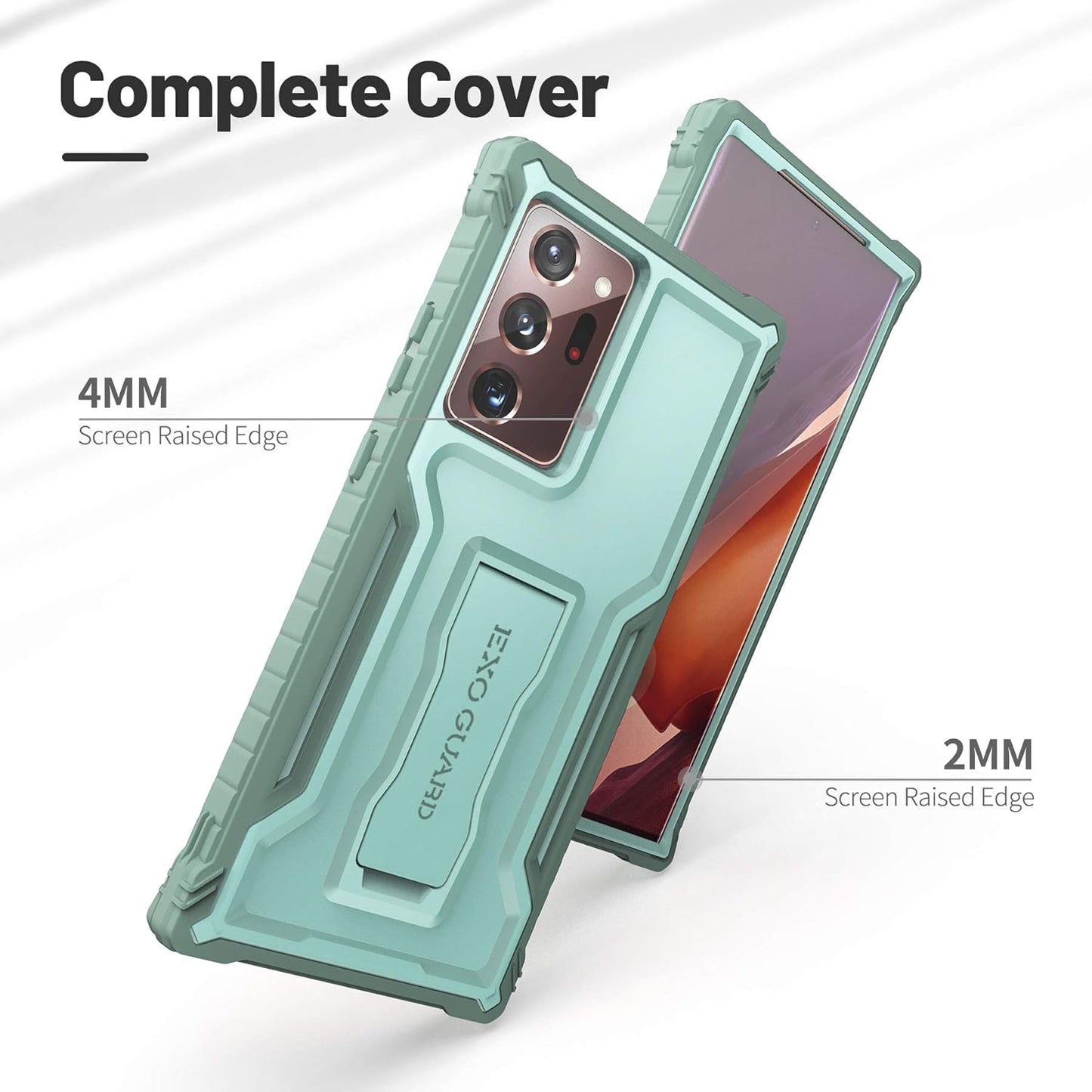 Exoguard Samsung Galaxy Note 20 Ultra 5G Case, Rubber Shockproof Cover Case for Samsung Note 20 Ultra 5G Phone 6.9 Inch, Built-In Kickstand (Green)  ExoGuard   