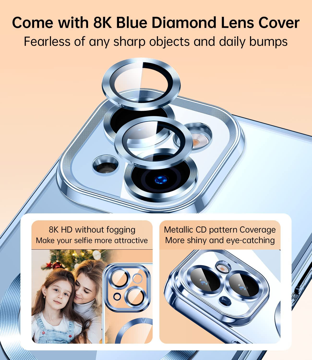 JUESHITUO Magnetic Matallic Glossy Clear for Iphone 14 plus Case with Full Camera Cover Protection [No.1 Strong N52 Magnets] [Military Grade Drop Protection] for Women Girls Phone Case (6.7")-Blue  JUESHITUO   