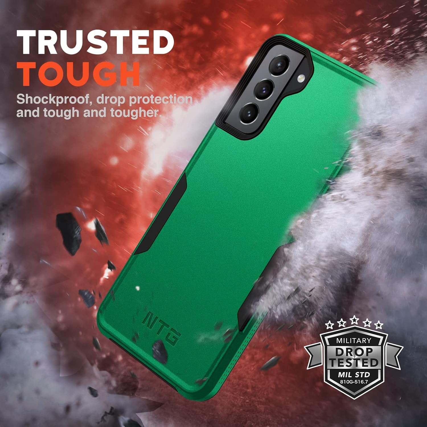 NTG [1St Generation Designed for Samsung S21 Case (Not for S21 Plus&S21 Ultra), Heavy-Duty Tough Rugged Lightweight Slim Shockproof Protective Case for Samsung Galaxy S21 6.2 Inch, Forest Green  NTG   