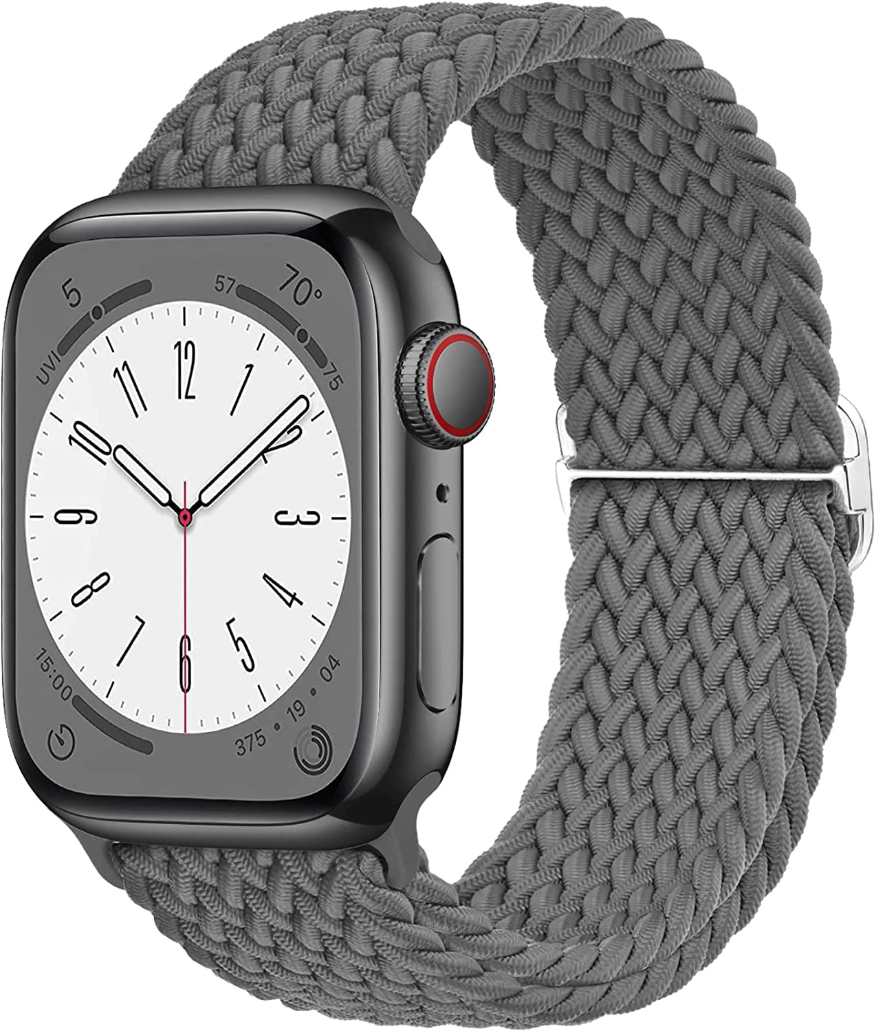 Merlion Stretchy Braided Solo Loop Compatible with Apple Watch Band 38Mm 40Mm 41Mm 42Mm 44Mm 45Mm 49Mm, Sports Adjustable Elastic Straps for Iwatch  Merlion Space Grey 38MM/40MM/41MM 