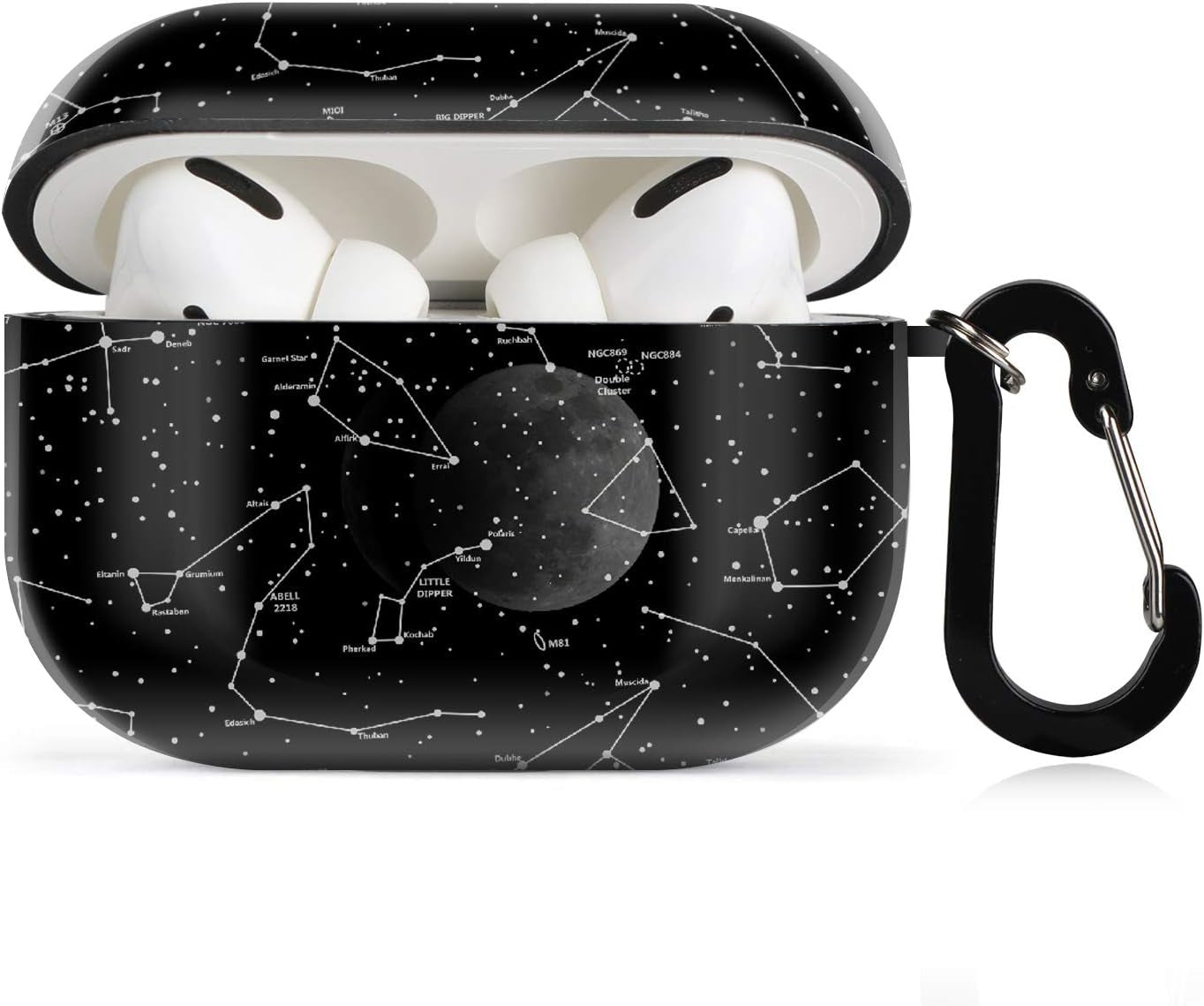 Lapac Airpods Pro Case Cheetah Leopard Airpod Pro Case Black Leopard Purple Cheetah Cute Airpod Pro Hard Case Cover with Keychain Accessories Protective for Wireless Airpods Pro Charging  Lapac Constellation Moon  