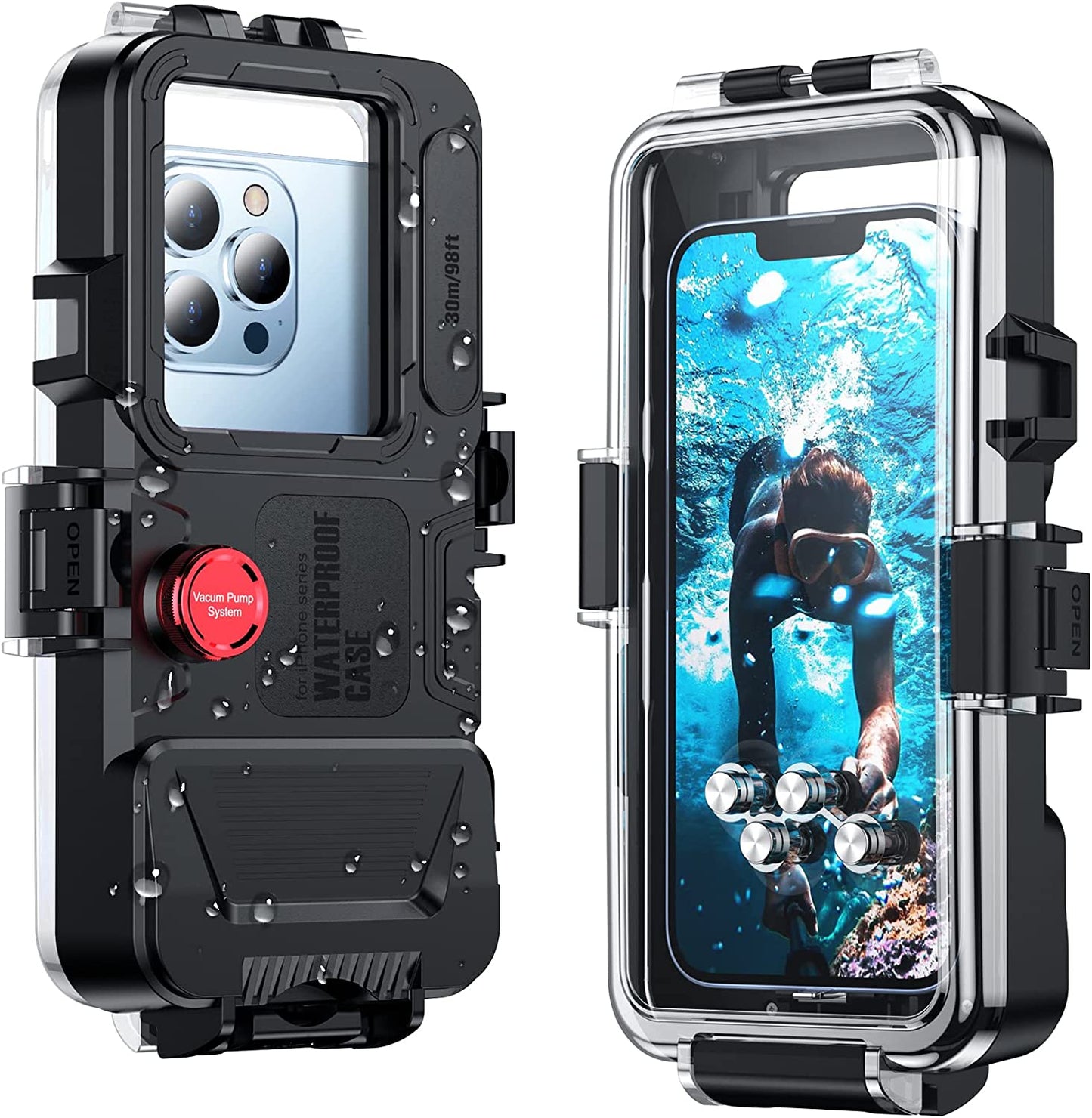Temdan [Real 360 for Iphone 13 Case Waterproof, Built-In 9H Tempered Glass Camera Lens & Screen Protection [12FT Military Dropproof][Full-Body Shockproof][Dustproof][Ip68 Underwater]-6.1 Inch Black  Temdan   