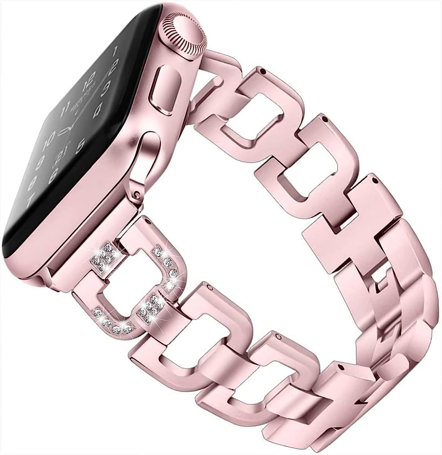 OULUCCI Bands Compatible Apple Watch Band 42Mm 44Mm 45Mm Ultra 49Mm Iwatch Series8 7 6 SE 5 4 3 2 1,Stainless Steel Metal Wristband Strap Women Men Silver (No Tool Needed)  OULUCCI D-Bling Rose Gold 38MM 40MM 41MM 