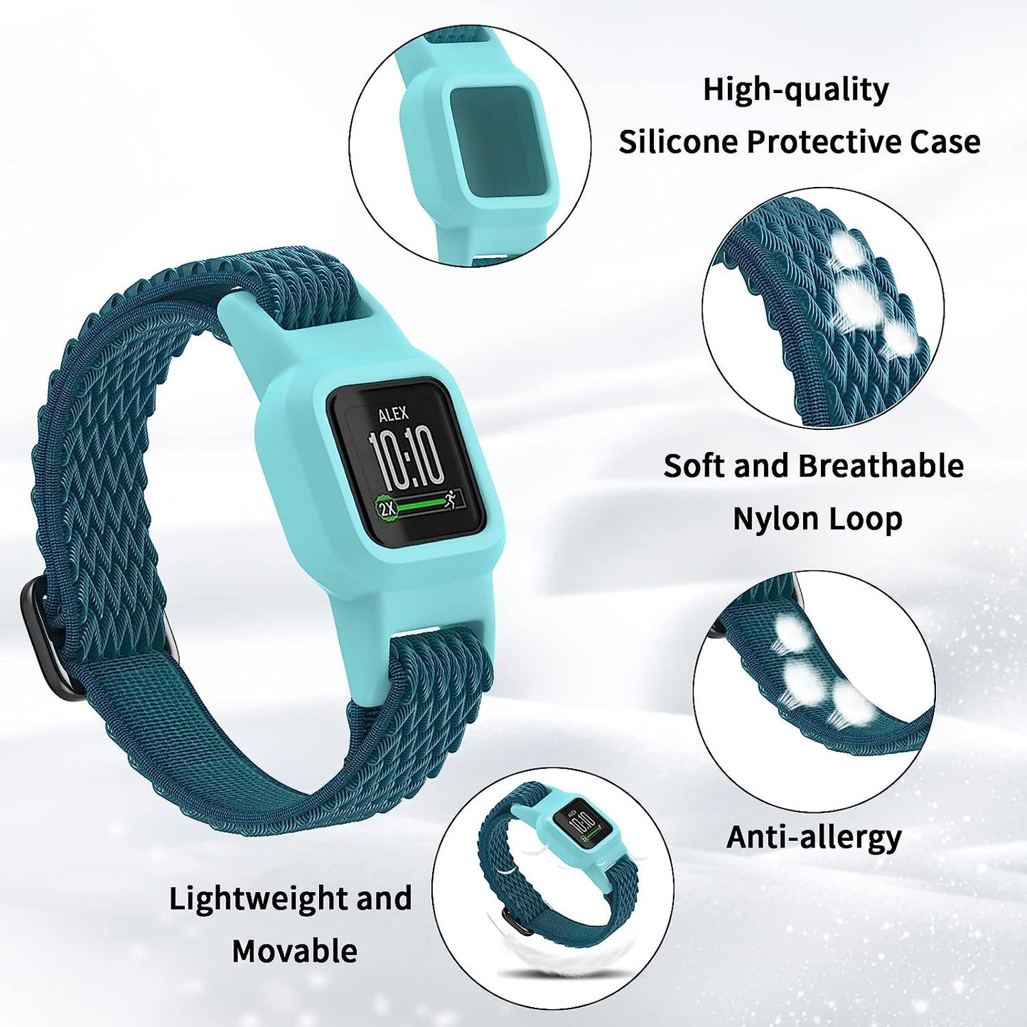 Vanet 3 Pack Compatible with Garmin Vivofit Jr 3 Bands for Kids, Soft Silicone Sport Breathable Bands Adjustable Replacement for Girls Boys  Vanet   