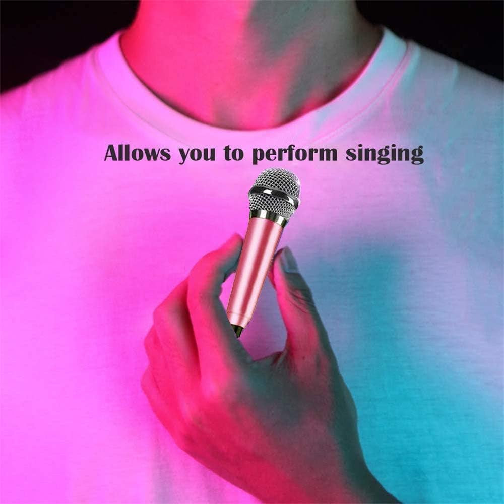 Mini Portable Vocal Microphone for Mobile Phone, Computer, Tablet, Recording Chat and Singing（Pink）  DELADOLA   
