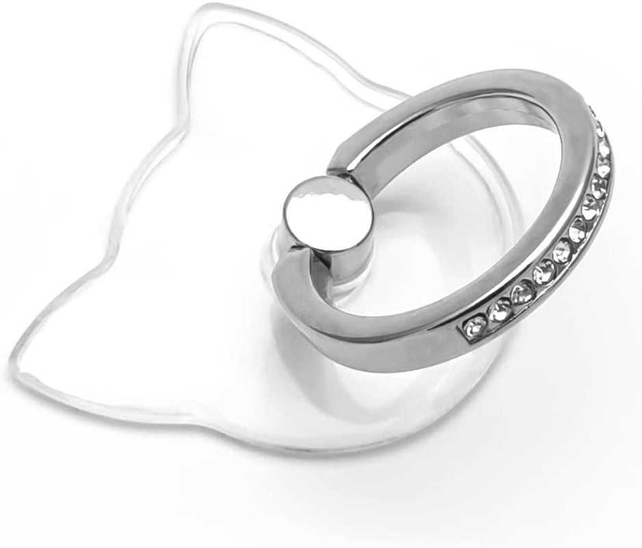 WOGROO Cell Phone Ring Holder Stand Compatible All Mobile Phones or Phone Cases, Transparent Phone Ring Holder Finger Kickstand 360°Degree Rotation Clear Phone Ring Grip, Bear  WOGROO Silver-Owl  