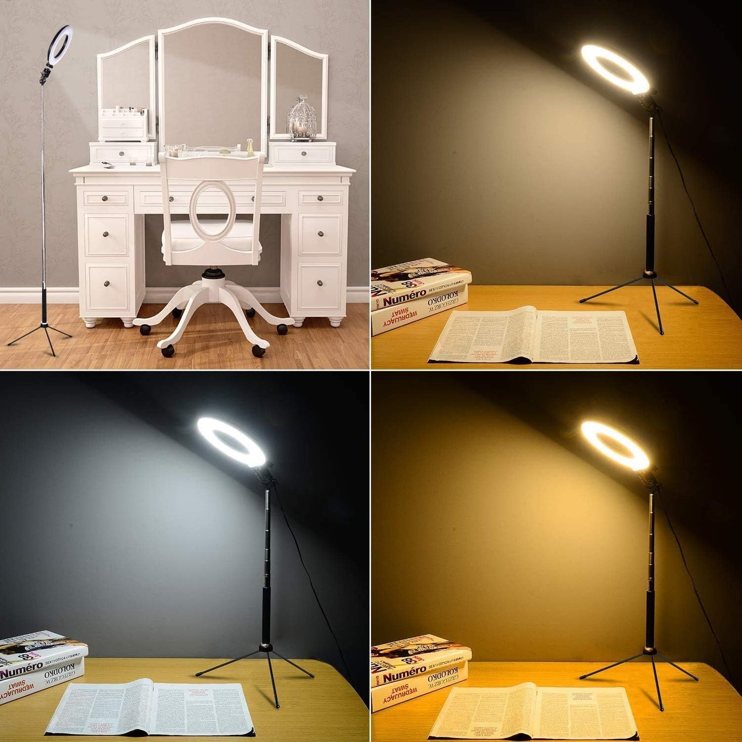 6" Selfie Ring Light with Tripod Stand & Cell Phone Holder for Live Stream Makeup,Mini Led Camera Ring Light Table Lamp Fill Light for Youtube Video Photography Shooting Vlog USB Plug  HOMREALM   