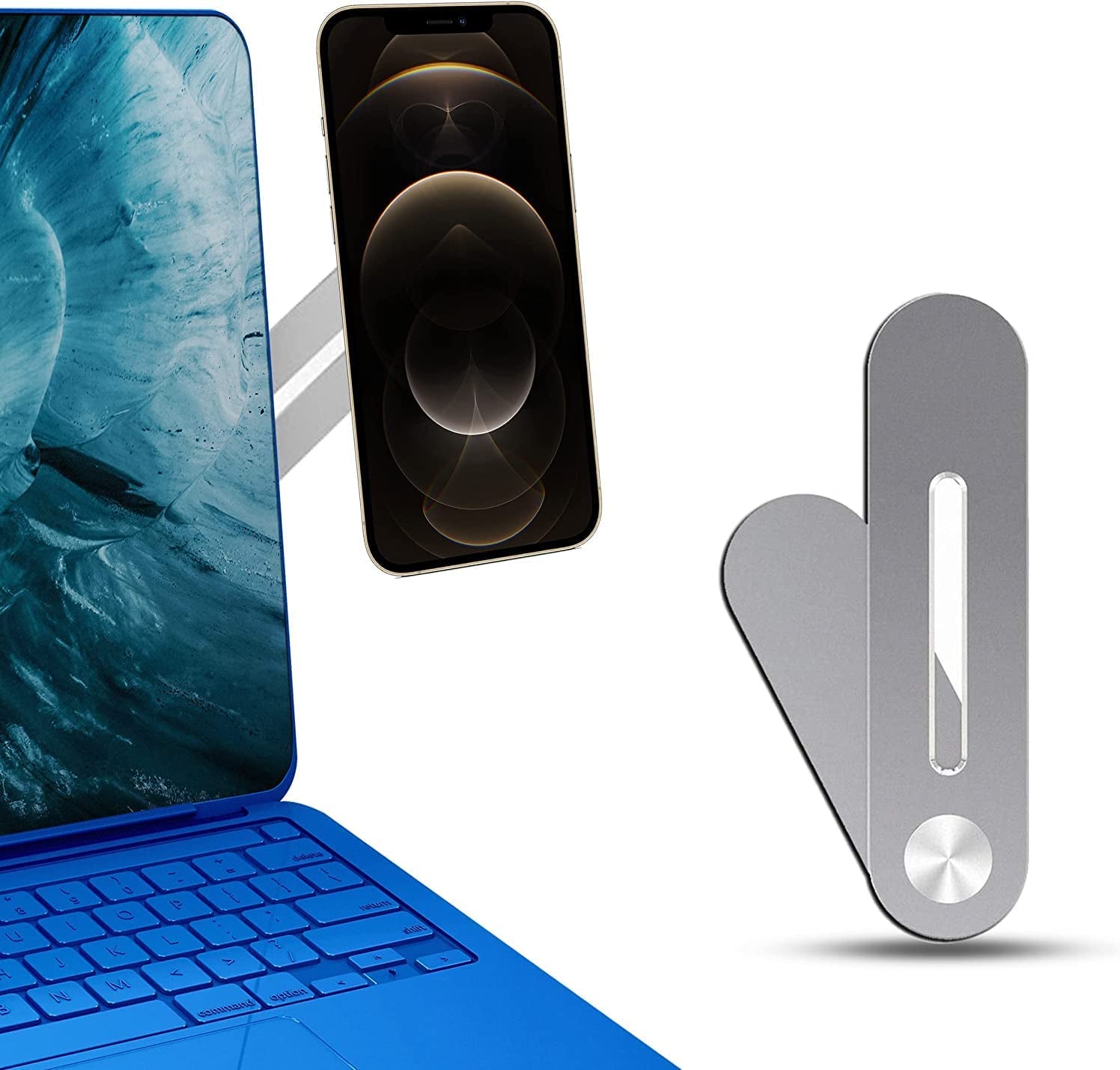 REYPAZ Adjustable Laptop Side Mount Clip, Phone Holder for Laptop - Laptop Stand Computer Monitor Expansion Bracket Compatible with All Cell Phones  REYPAZ   