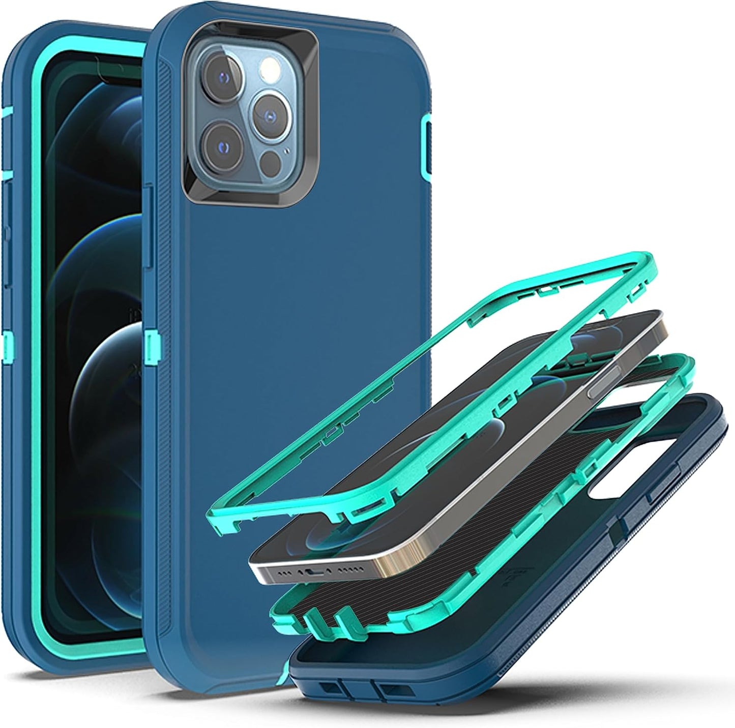 Ymhxcy for Iphone 11 Pro Case Shockproof Dropproof Dust-Proof Drop Proof 3-Layer Durable Phone Case Heavy Duty Protection Phone Case Cover for Apple Iphone 11 Pro 5.8“ Aqua Blue and Lime Green  YmhxcY Blue / Turquoise  