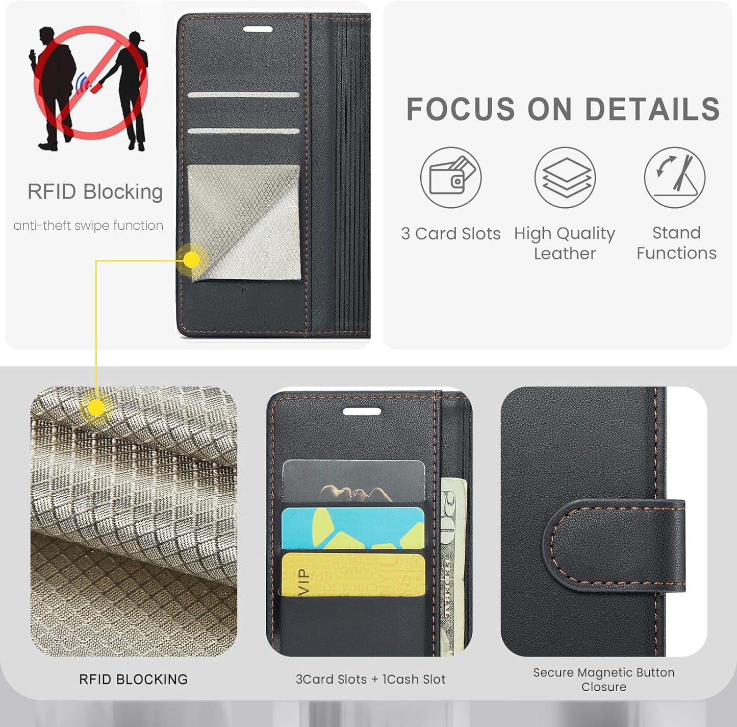 FLIPALM for Samsung Galaxy S21 Ultra Wallet Case with RFID Blocking Credit Card Holder, PU Leather Folio Flip Kickstand Protective Shockproof Cover Women Men for Samsung S21 Ultra Phone Case(Black)  FLIPALM   