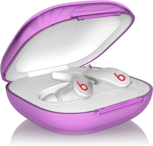 JDHDL Soft TPU Case for Beats Fit Pro, Transparent Waterproof Shock-Absorbing Protective Skin Cover Case Accesorries with Keychain for Wireless Headphones (Transparent Purple)  JDHDL   