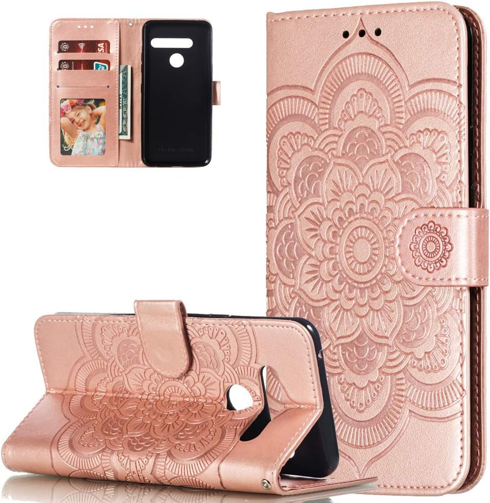 Asdsinfor LG G8 Case Full Stylish Advanced Embossing Wallet Case Credit Cards Slot with Stand for PU Leather Shockproof Flip Magnetic Case for LG G8 / G8S / G8 Thinq Sunflower Black LD  Asdsinfor Ld: Rose Gold  