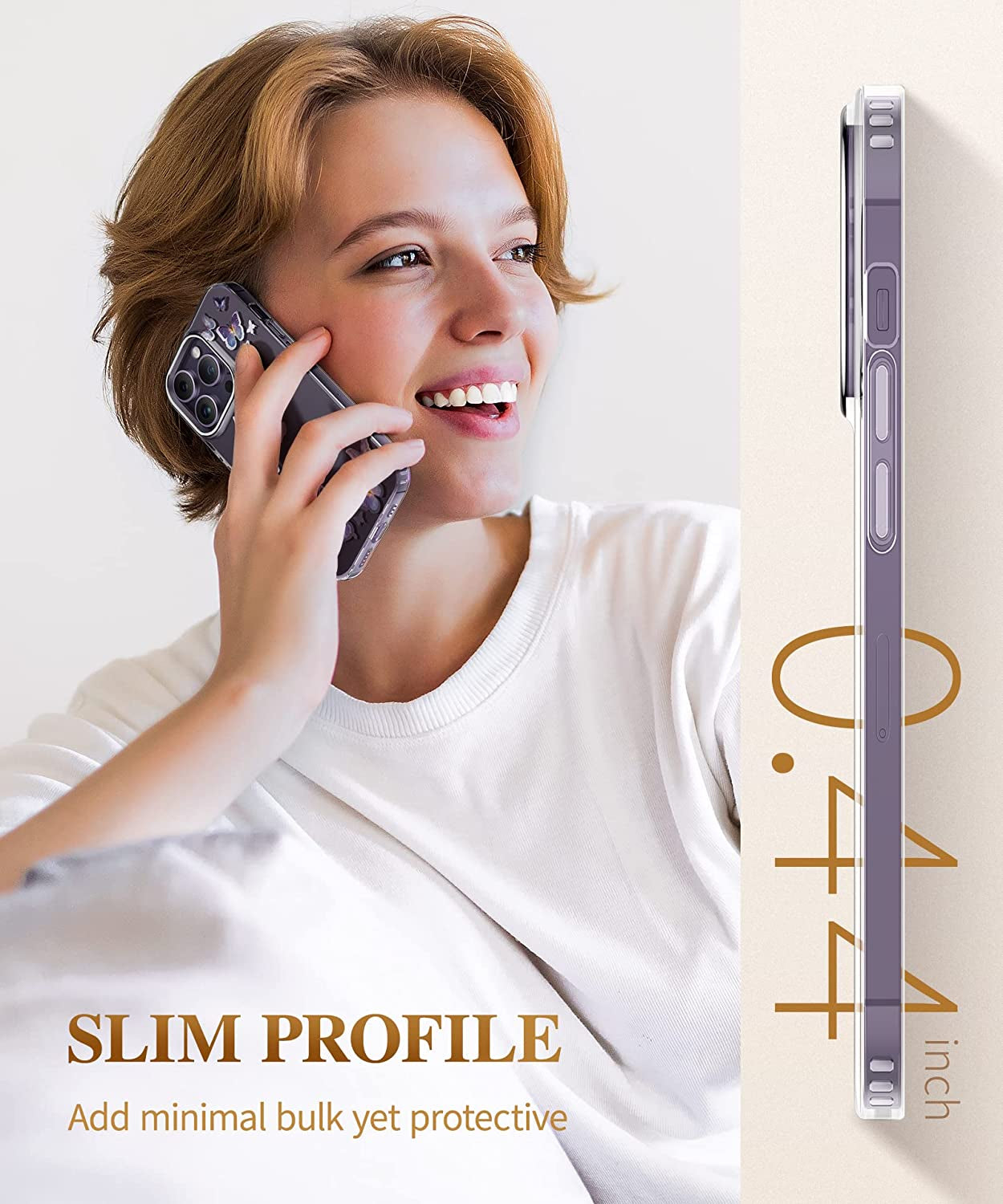 GVIEWIN Case Compatible with Iphone 14 Pro 6.1 Inch, [10FT Military-Grade Drop Tested] Clear Butterfly Stylish Case Shockproof Protective Hard Pc+Soft TPU Phone Cover Women (Alluring Butterfly/Purple)  GVIEWIN   