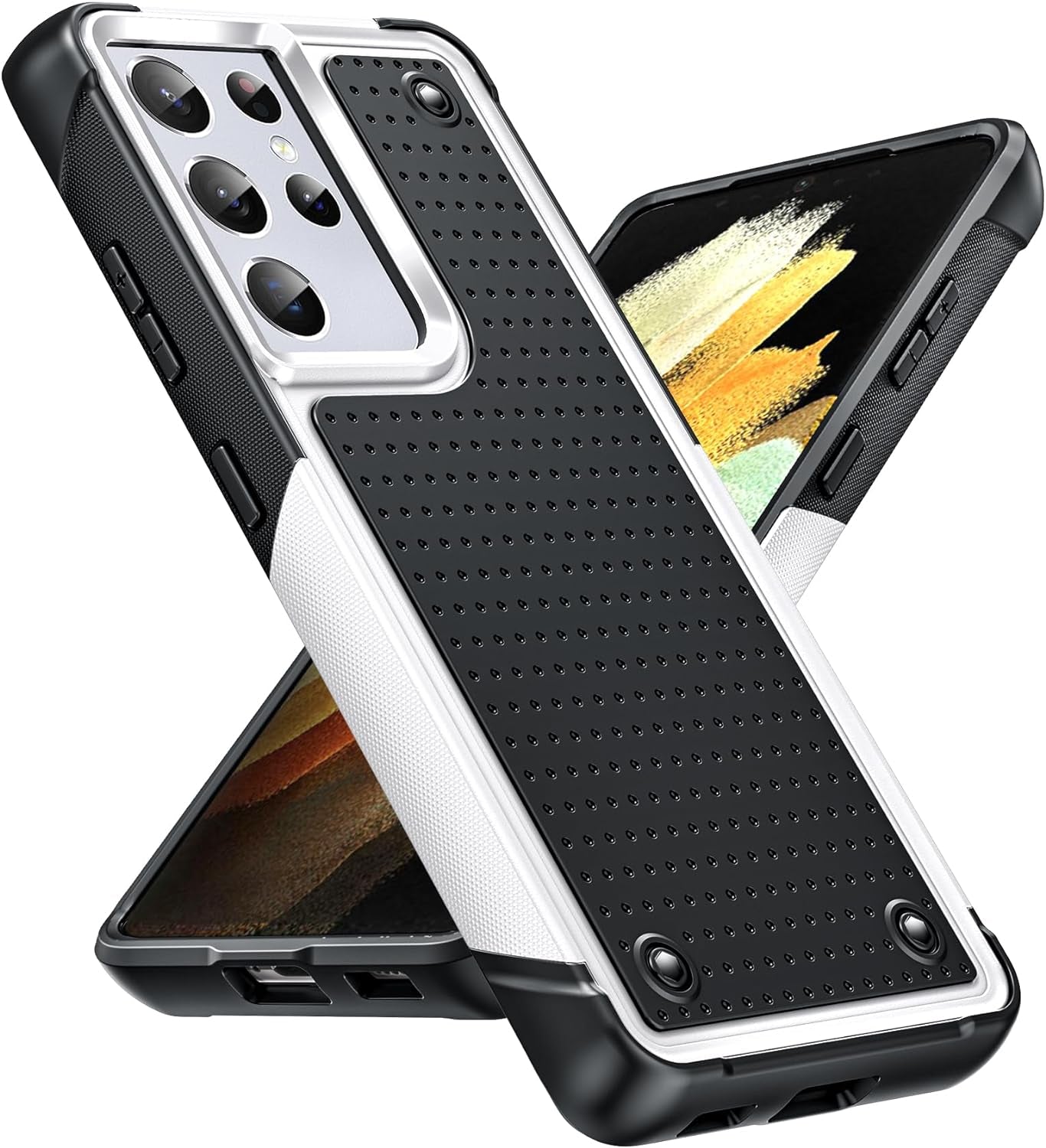 Leyi for Samsung Galaxy S21+ plus Case, Samsung S21 plus Case 5G, Shockproof Heavy Duty Dual Layer Protective Hard PC Textured Back & Soft Bumper Case for Galaxy S21 Plus, Black  LeYi White Samsung Galaxy S21 Ultra 5G 