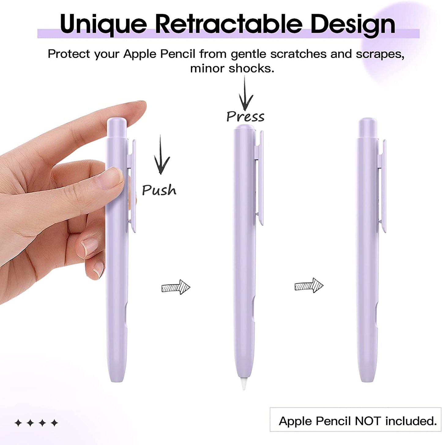 Timovo Holder Case Fit Apple Pencil 2Nd Generation, Retractable Protective Pencil Case Cover with Sturdy Clip for Apple Pencil 2Nd Gen,Taro Purple  TiMOVO   