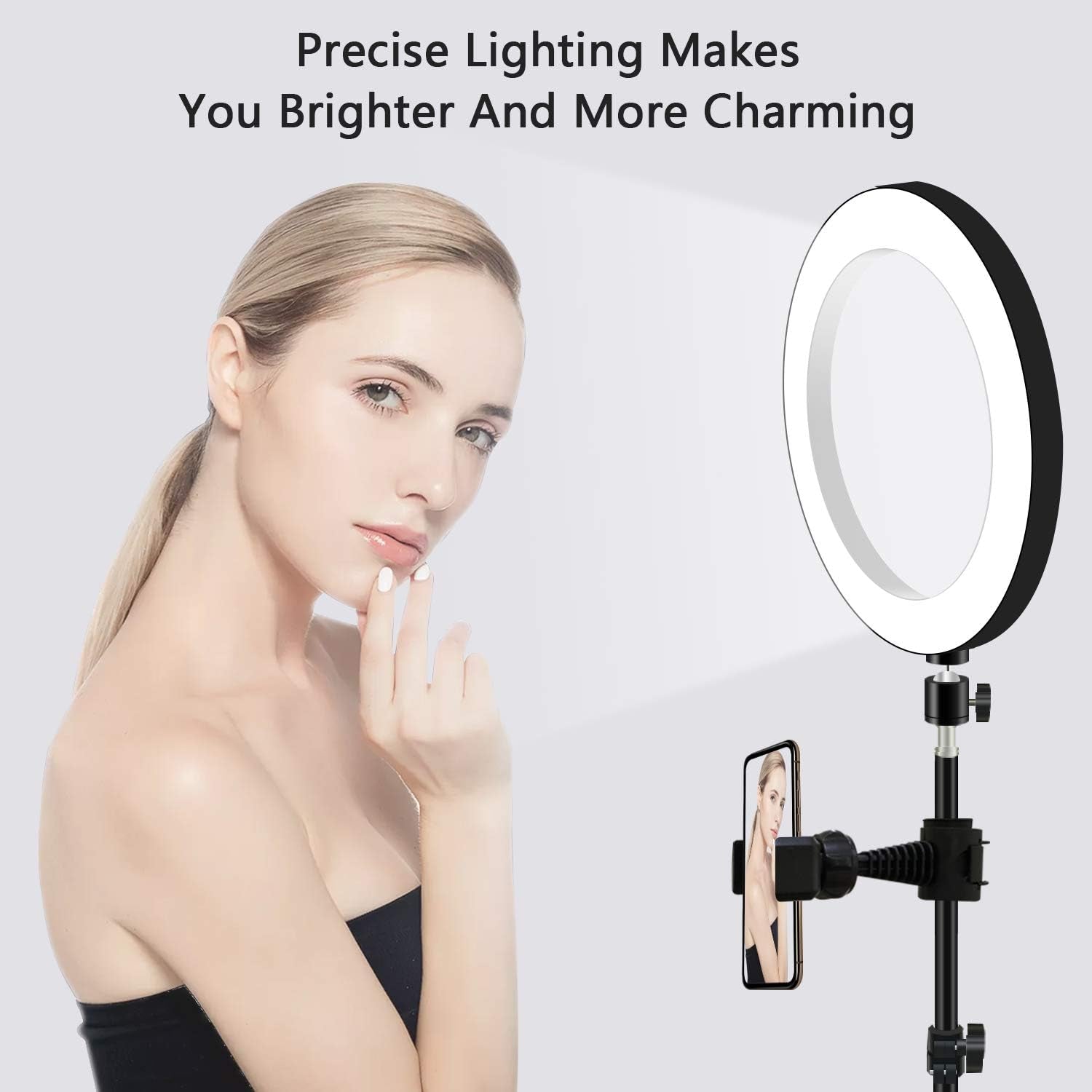 Selfie Ring Light with 28.1'' to 83.8'' Extendable Tripod Stand,Peteme LED Ring Light with Phone Holder for Live Streaming/Makeup/Youtube Video/Photography,Compatible with Iphone/Android  Peteme   