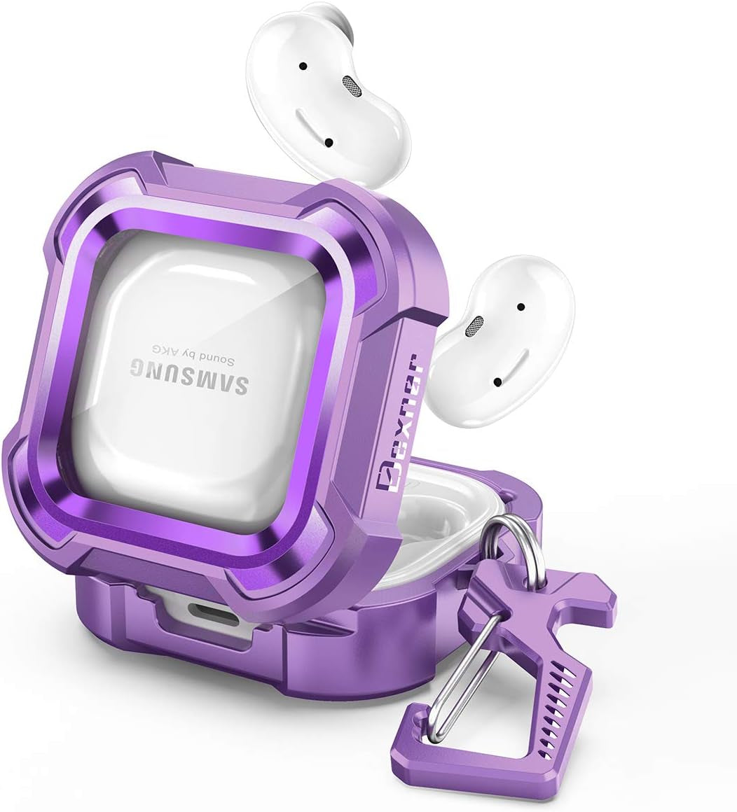 Dexnor Compatible with Samsung Galaxy Buds 2 Pro Case(2022)/Galaxy Buds 2 Case(2021)/ Galaxy Buds Live Case(2020)/ Galaxy Buds Pro Case(2021) Clear Hard PC & Silicone 360 Full Body Case - Crystal  Dexnor Purple  