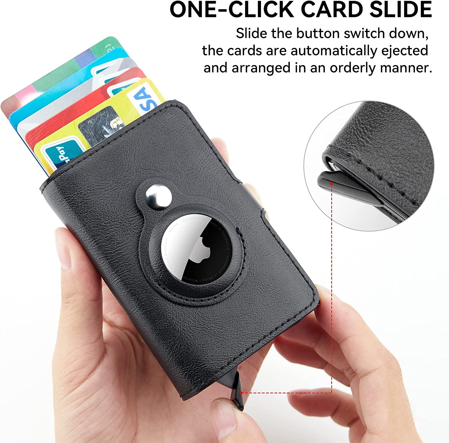 CITYWAY Airtag Wallet, Wallet for Men Compatible with Airtag, Leather Slim Air Tag Wallet with Money Clip, RFID Blocking Credit Card Holder, Integrated Airtag Wallet Case for Men'S Gift (Black)  CITYWAY   