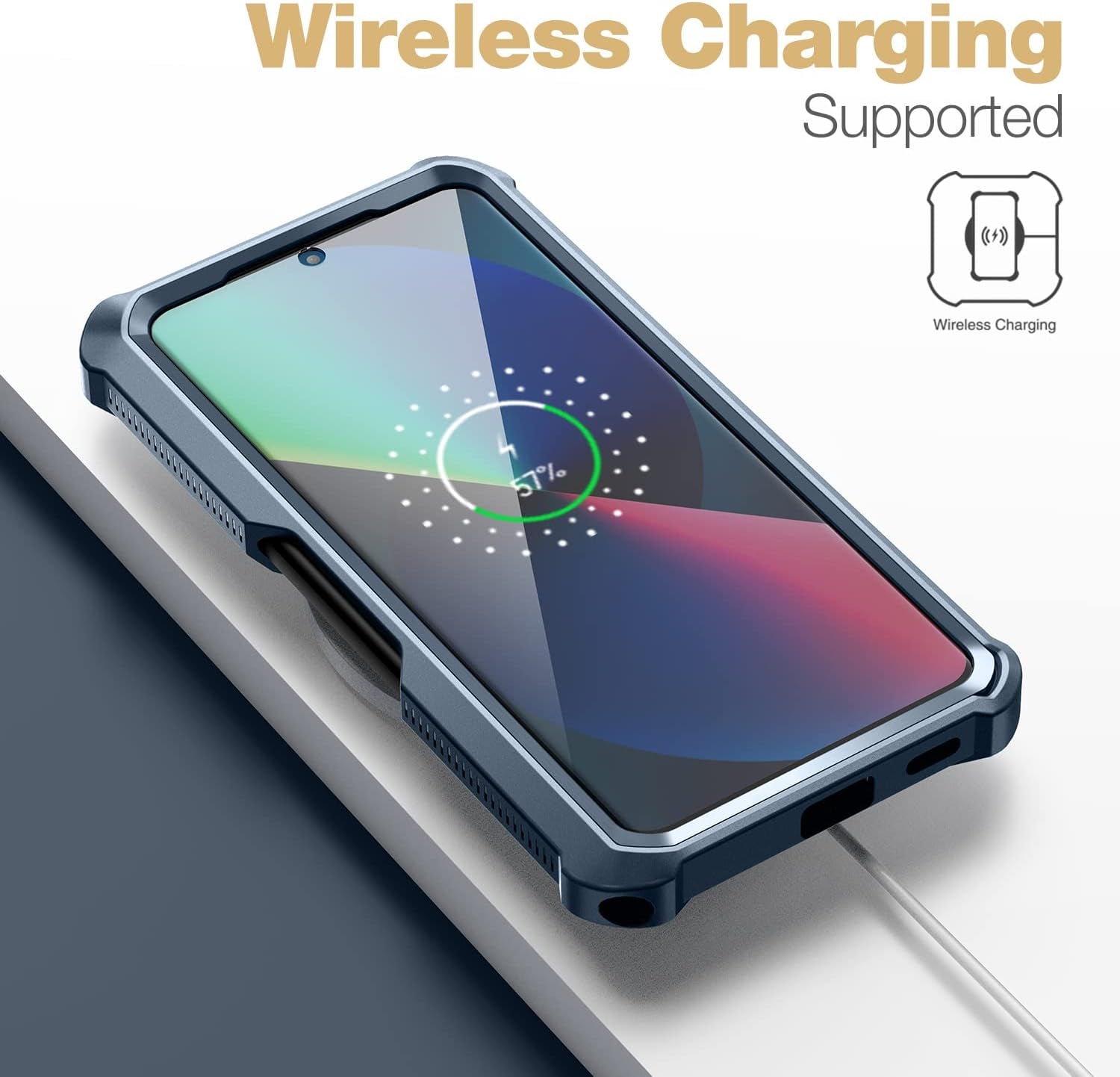 Dexnor for Samsung Galaxy S21 Ultra Case with Screen Protector & S Pen Slot(S Pen Not Included) Dual Layer Cover, 360 Full Body Protective Shockproof Heavy Duty Bumper for S21 Ultra 6.8 Inch-Blue  Dexnor   