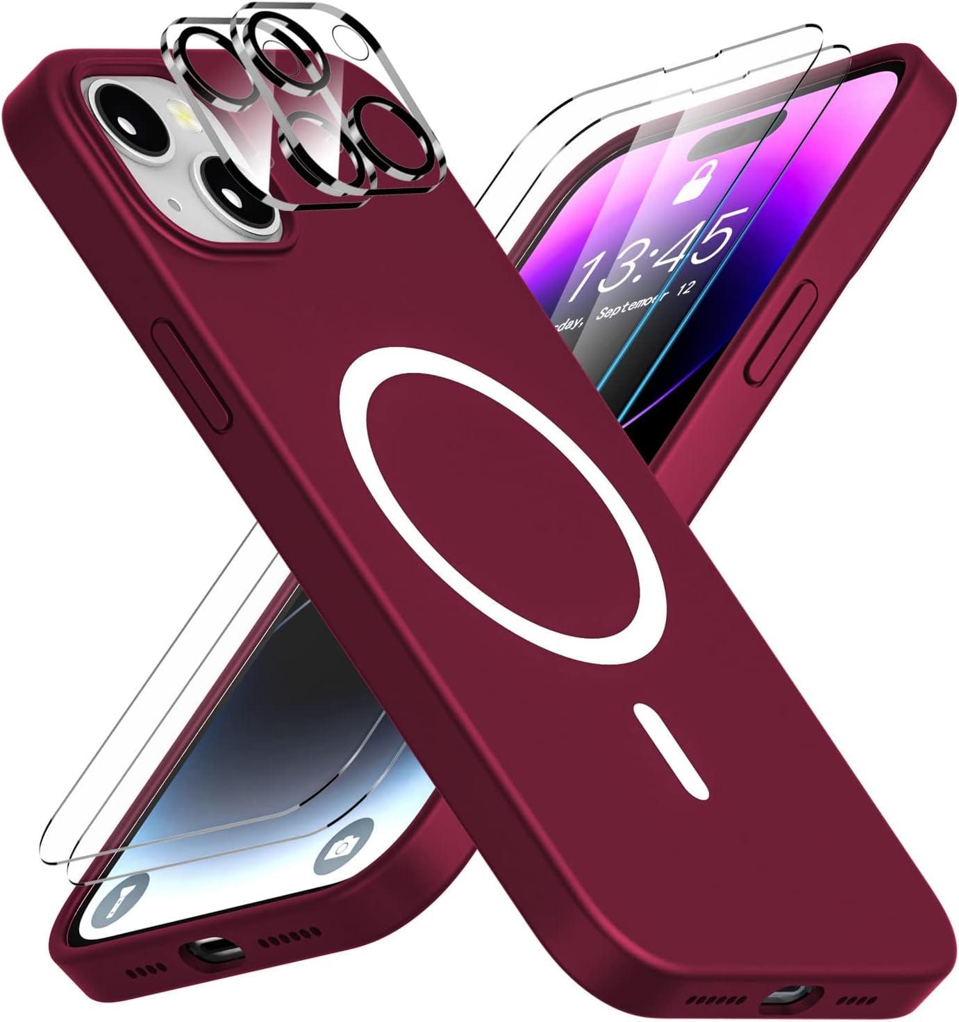 Jaroco for Iphone 14 Pro Case, [Military Grade Drop Protection] [2 Pcs Screen Protector & Camera Lens Protector] Full-Body Shockproof Protective for Iphone 14 Pro Phone Case 6.1 Inch (Red)  jaroco Wine Red Iphone 14 Plus 