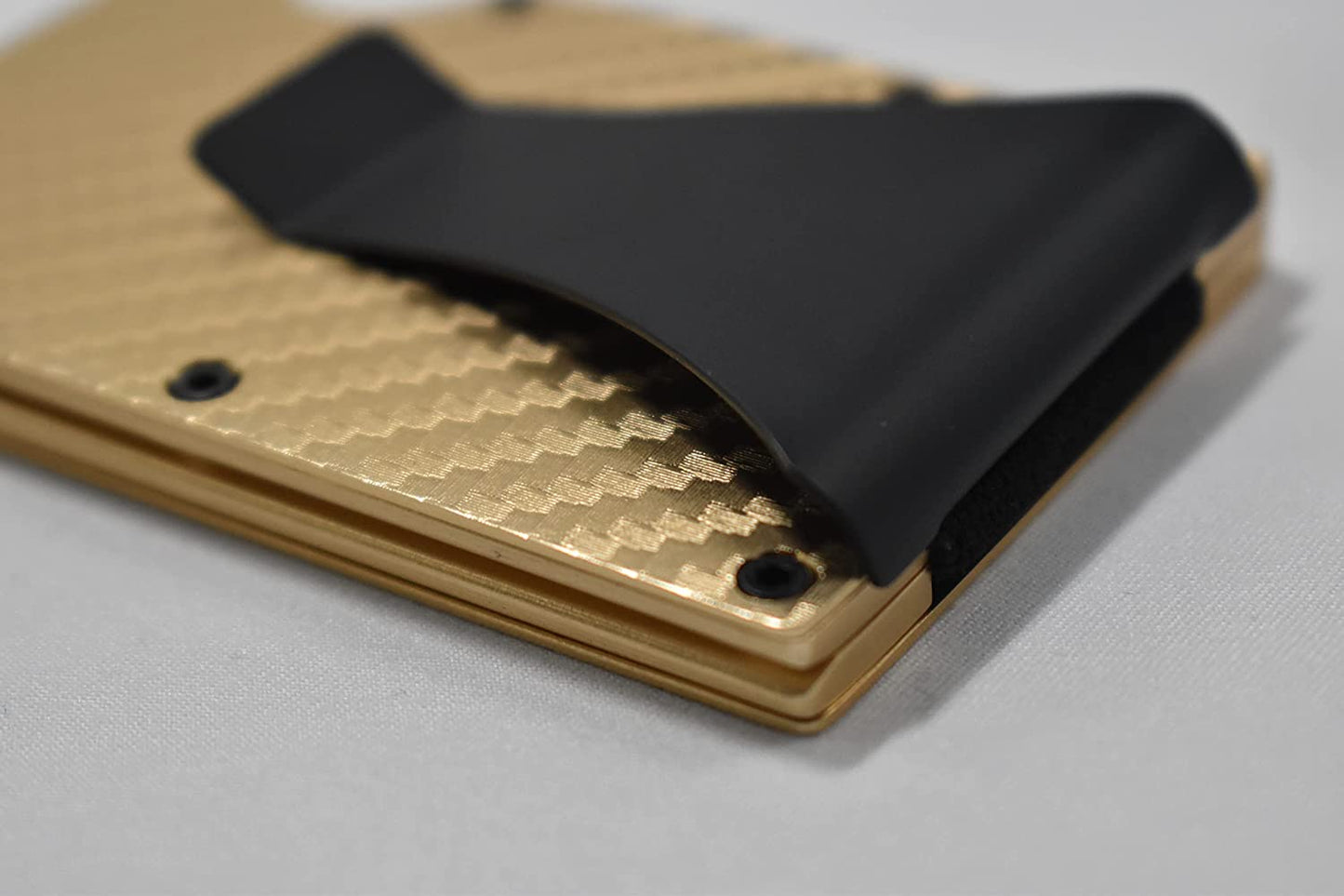 Aluminum Minimalist Slim Carbon Fiber Wallet with RFID Blocking (Gold)  Infinite Evolution   