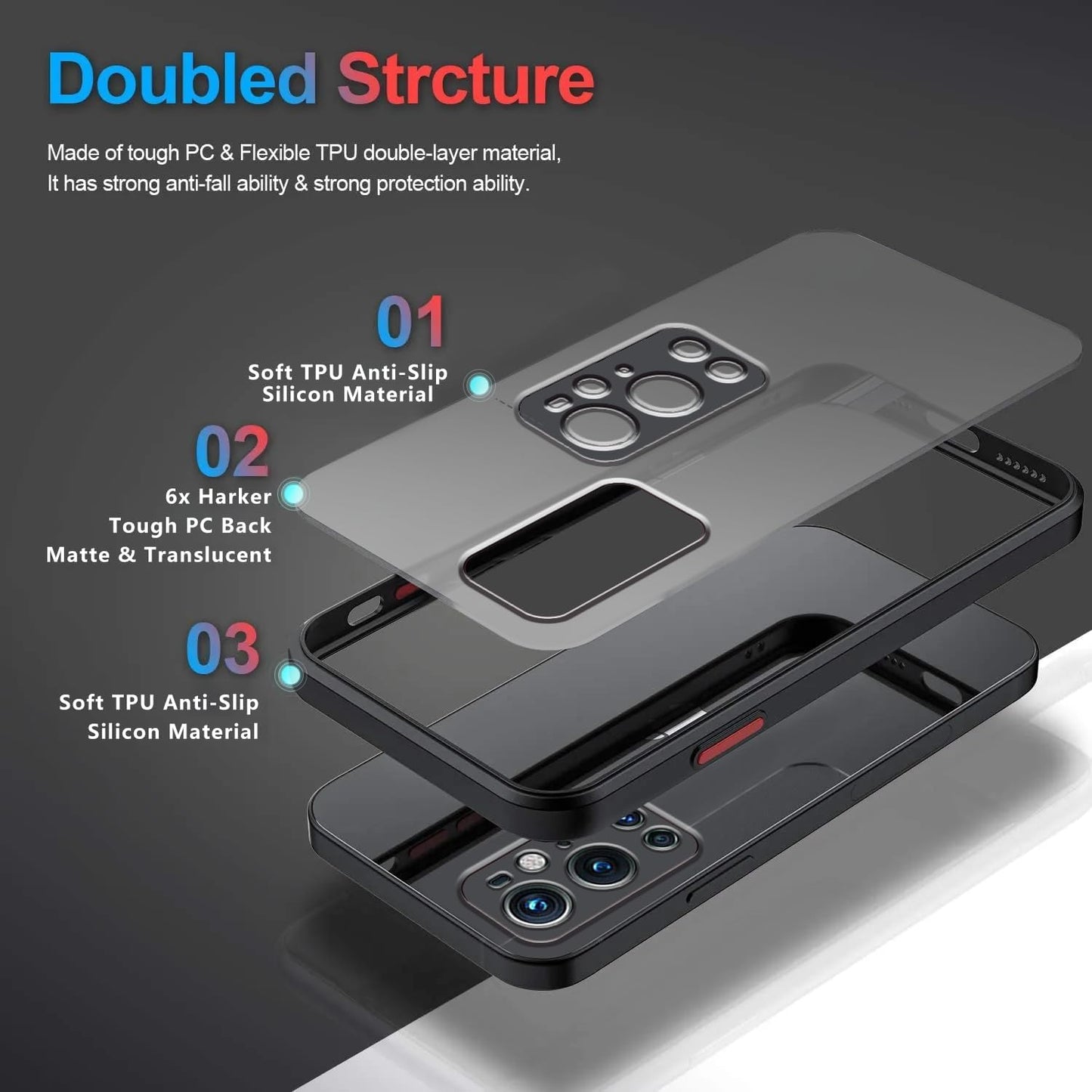 Jancyu Compatible with Oneplus 9 Pro Case Clear, Silicone Oneplus 9 Pro Phone Case Slim Shockproof Four Corner Airbags Drop Slip Protection Cover (Black)  Jancyu   